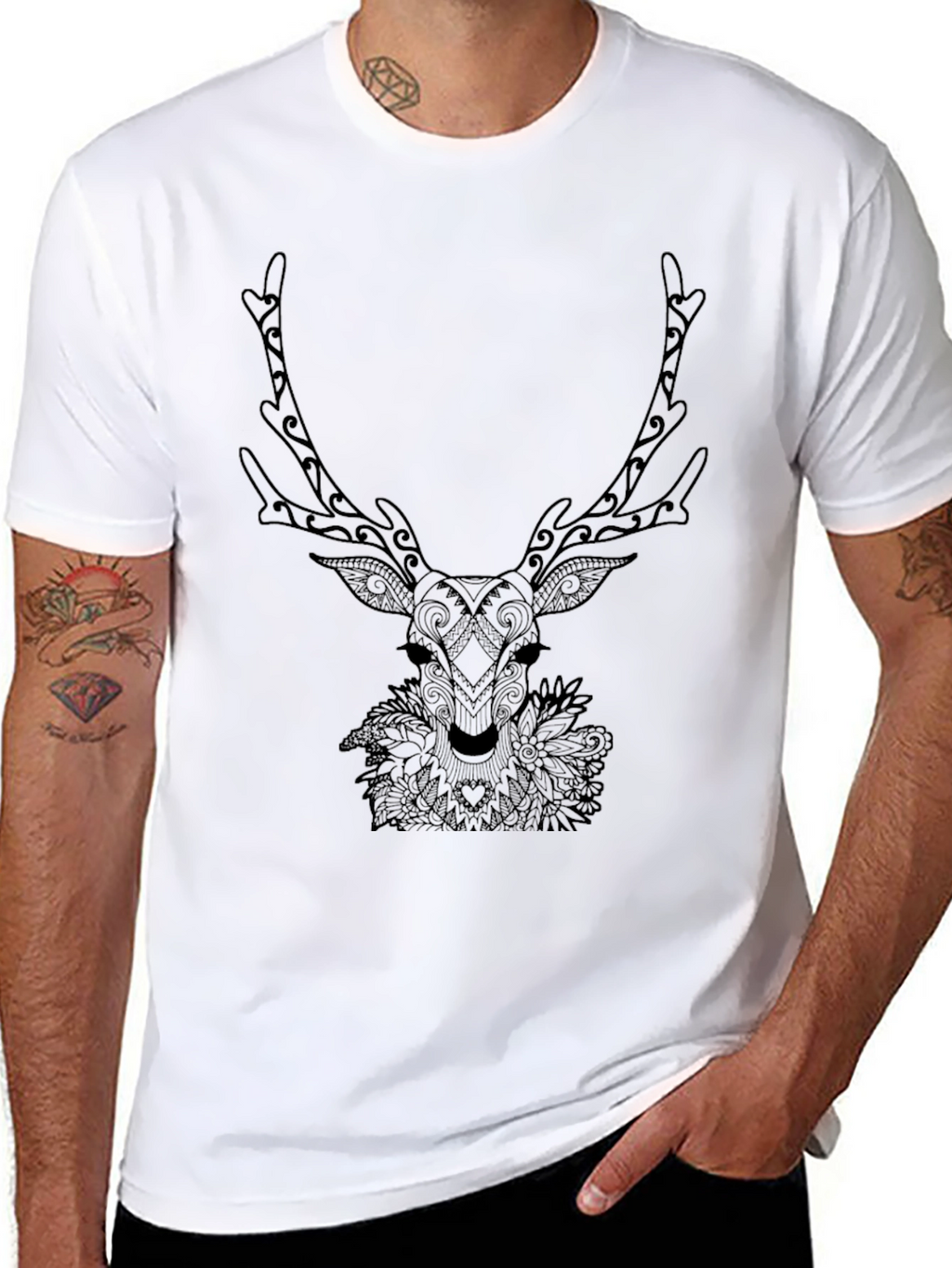 Black Deer Graphic T-Shirt - Nature Inspired Tee