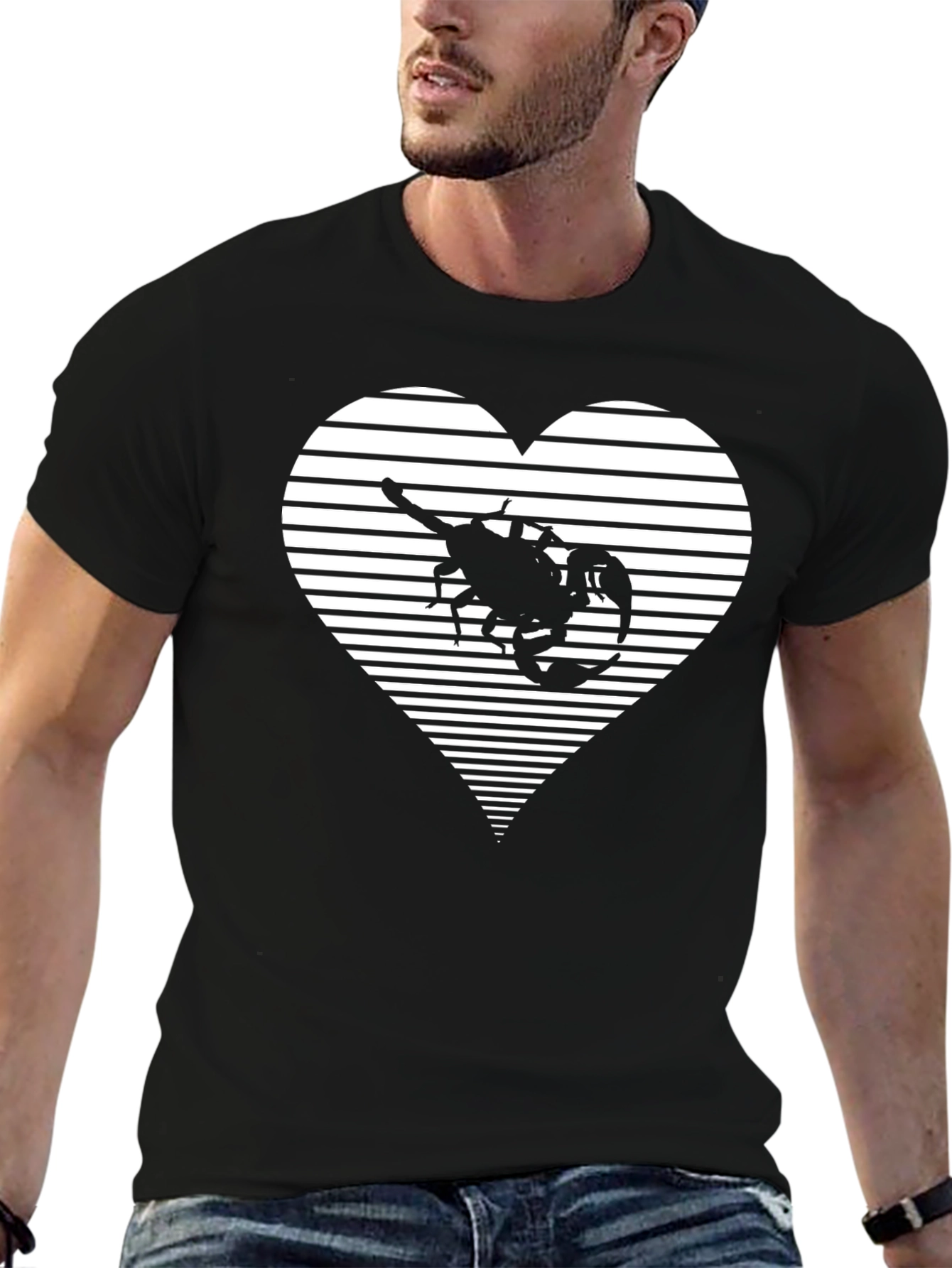 Striped Heart Scorpion Graphic Tee
