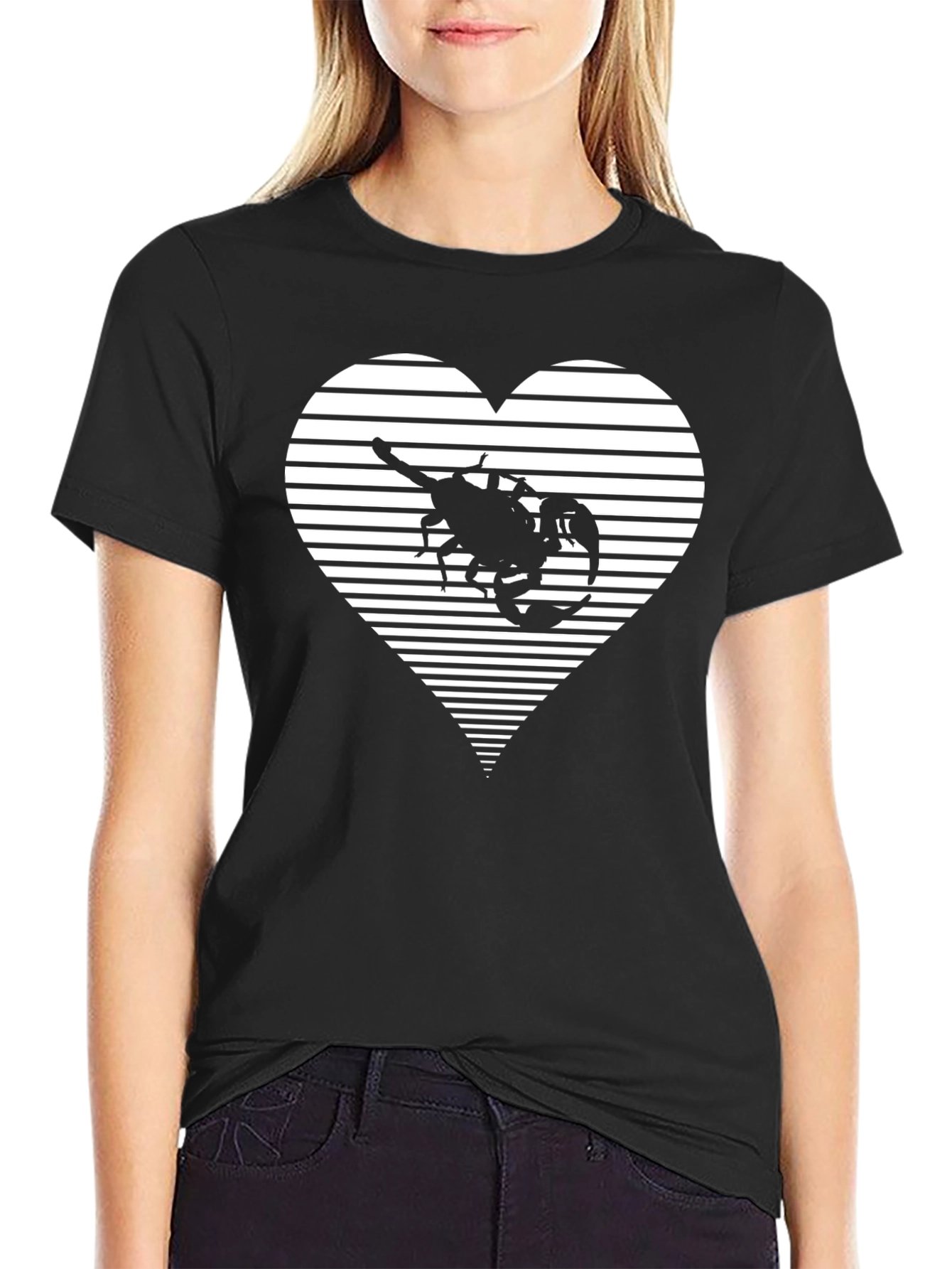 Striped Heart Scorpion Graphic Tee