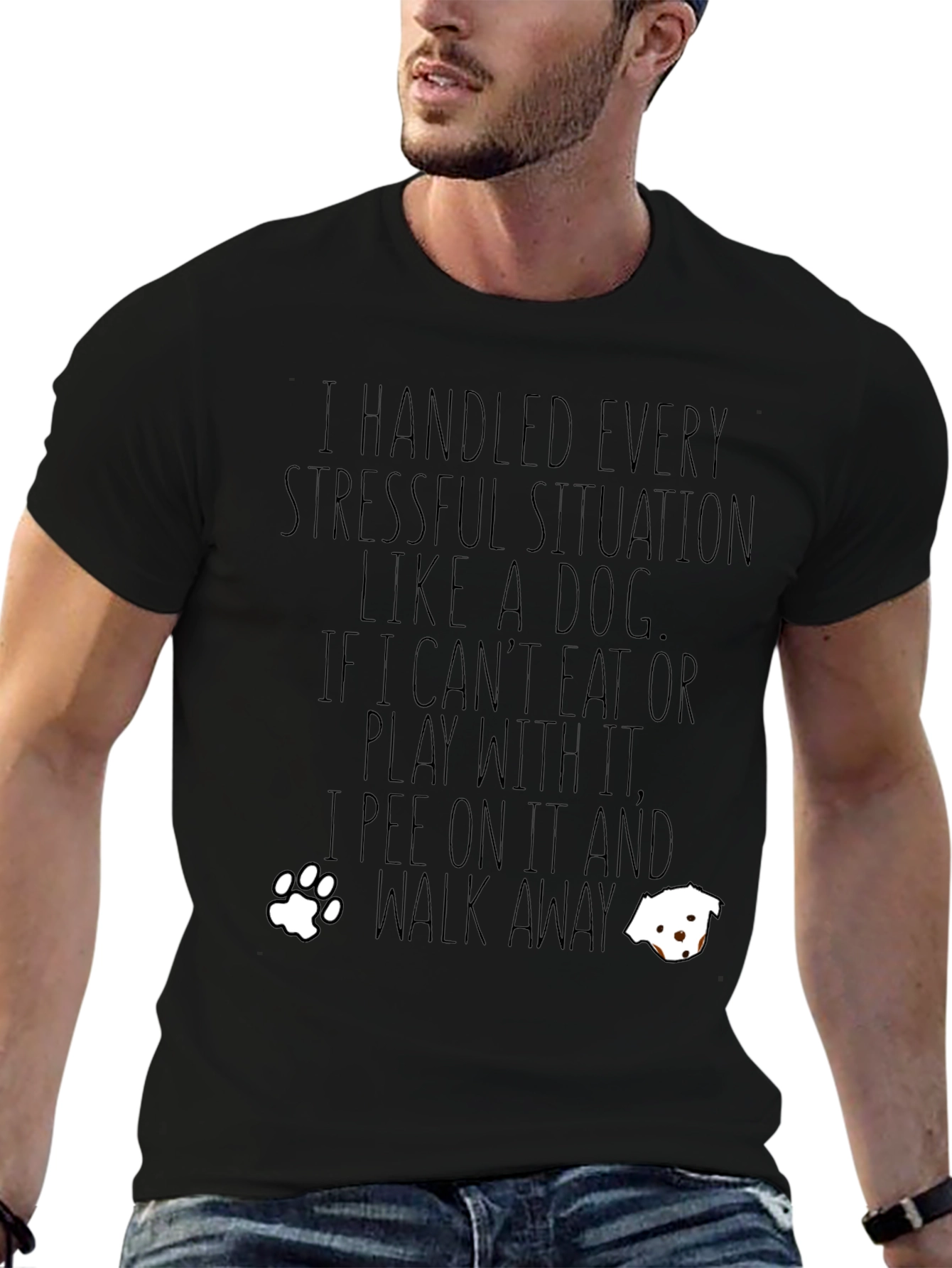“I Handle Stress Like a Dog” T-Shirt – Funny Dog Lover Graphic Tee