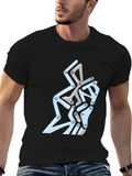 Abstract Geometric Graphic Print Tee - Modern Design