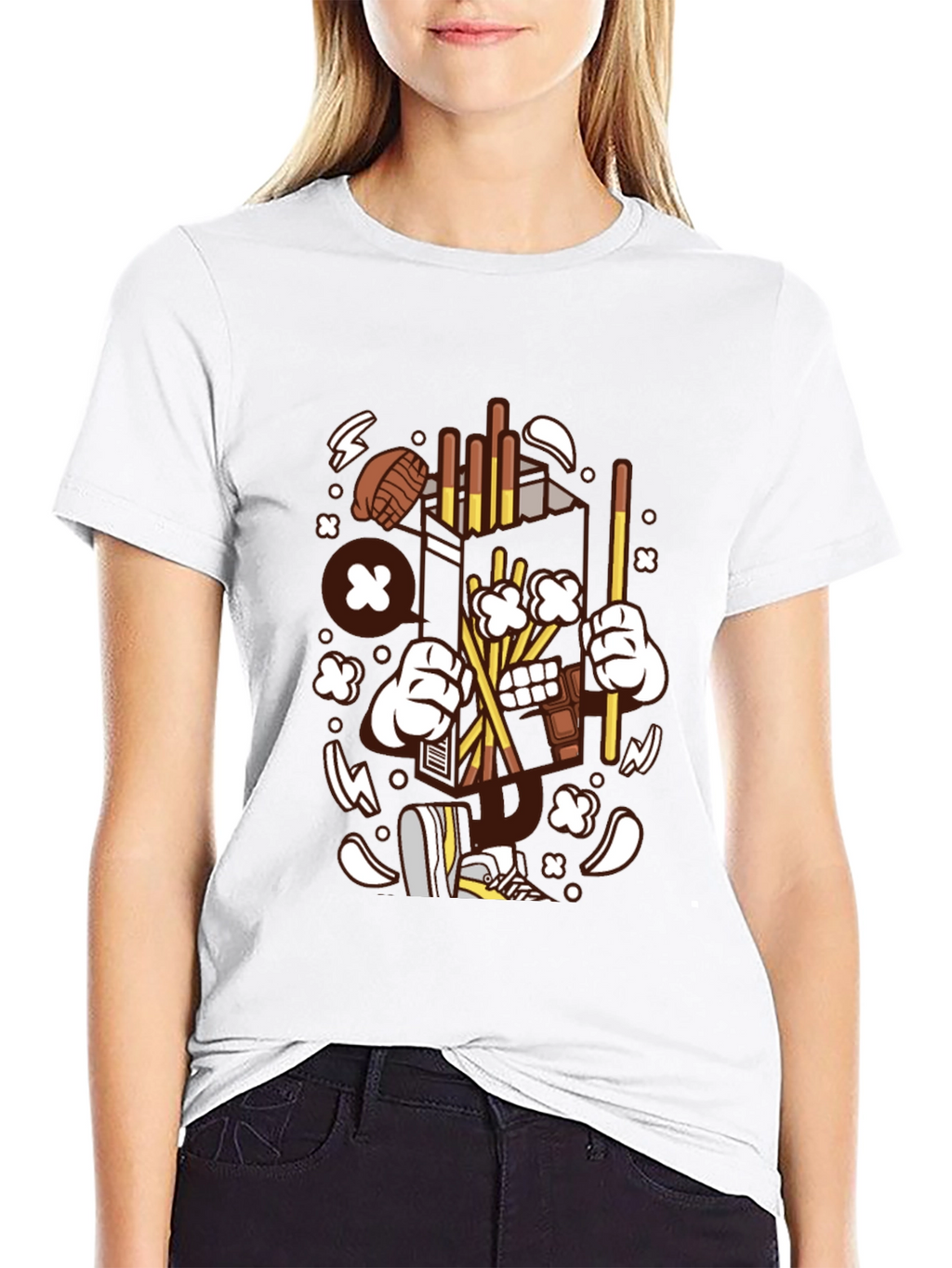 Fun Cartoon Graphic Black T-Shirt