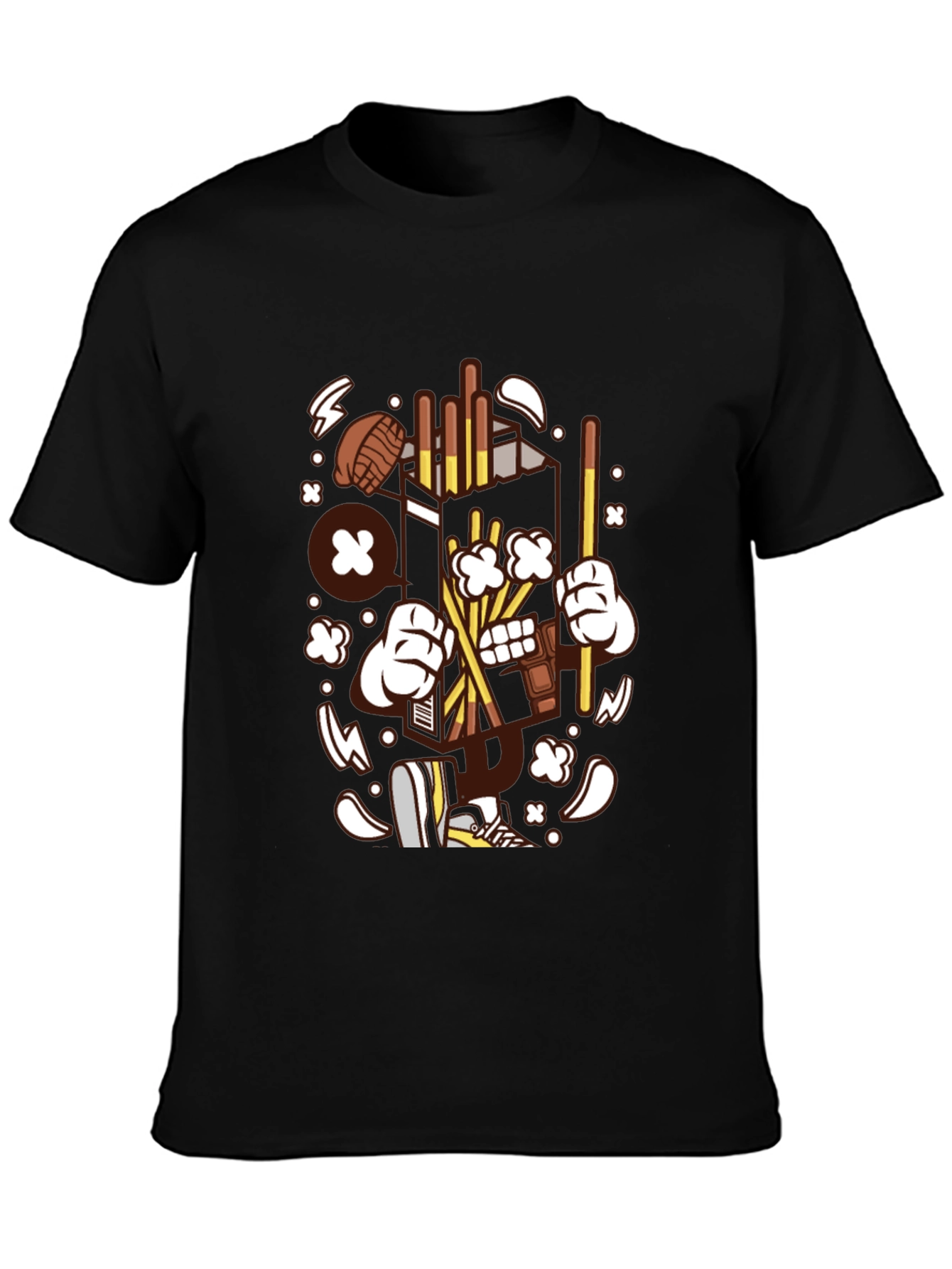 Fun Cartoon Graphic Black T-Shirt