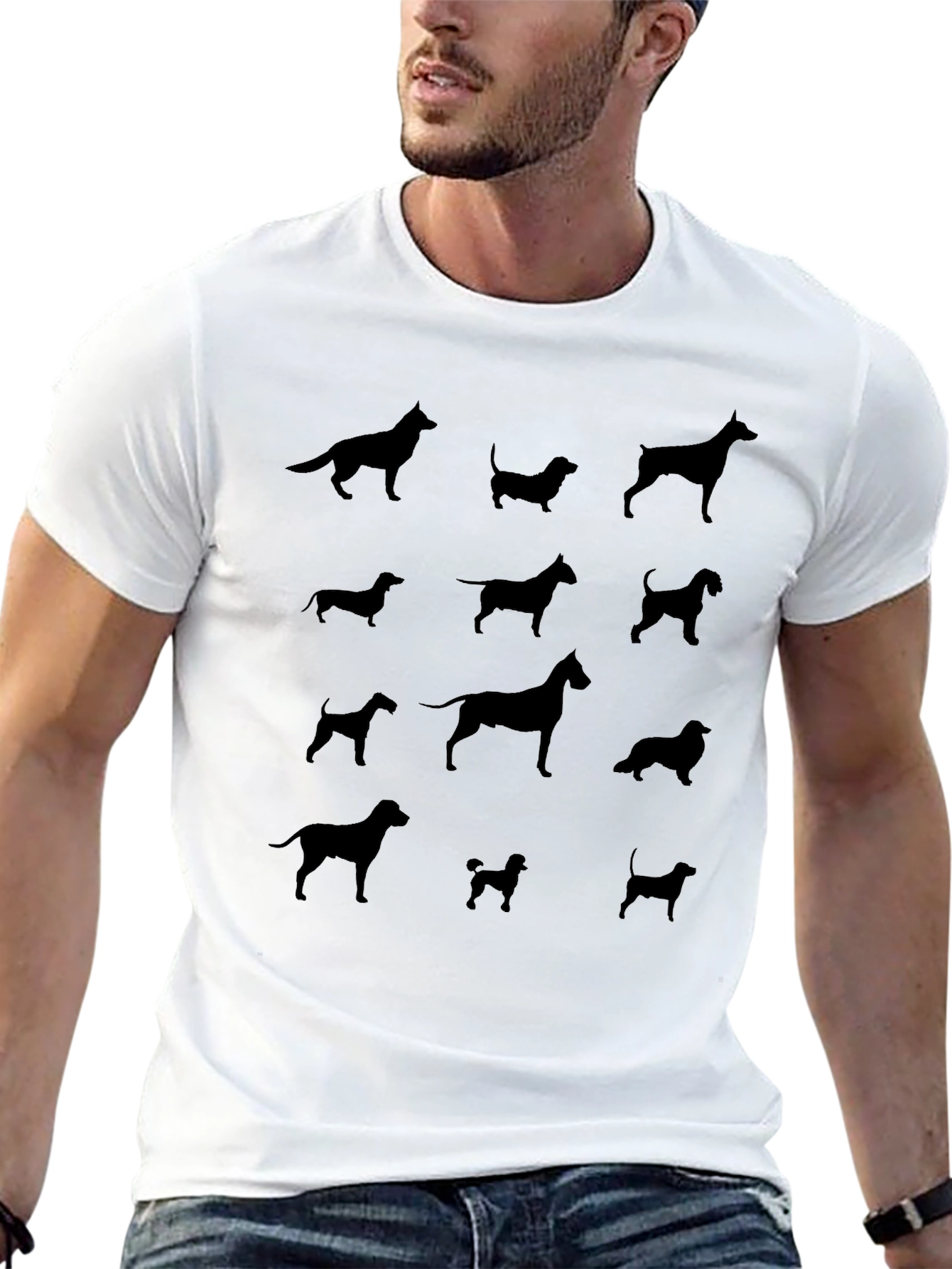Dog Breed Silhouette T-Shirt - Black
