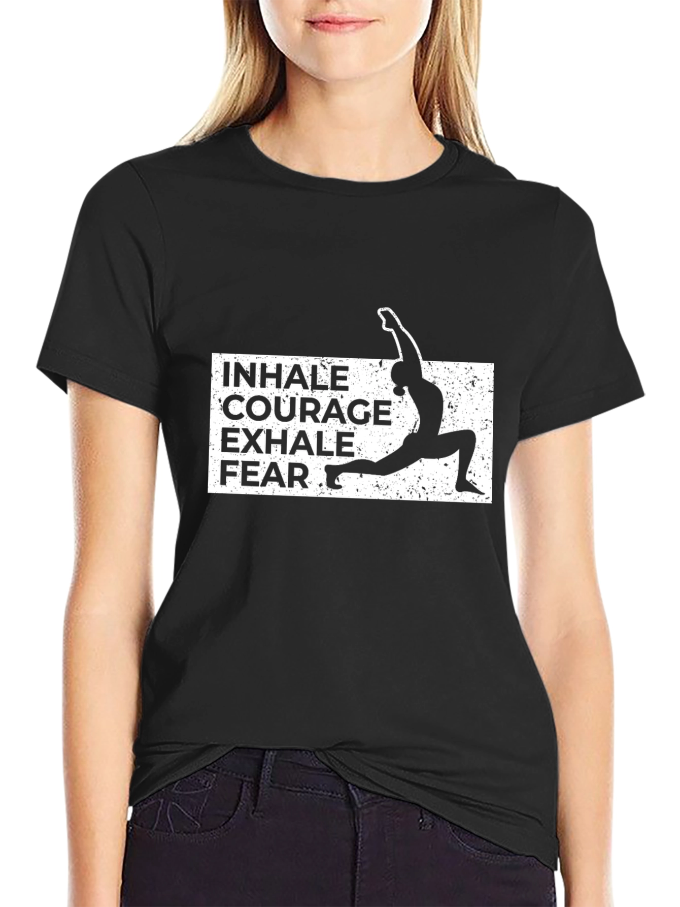 Yoga Pose Graphic Tee - Inhale Courage Exhale Fear T-Shirt