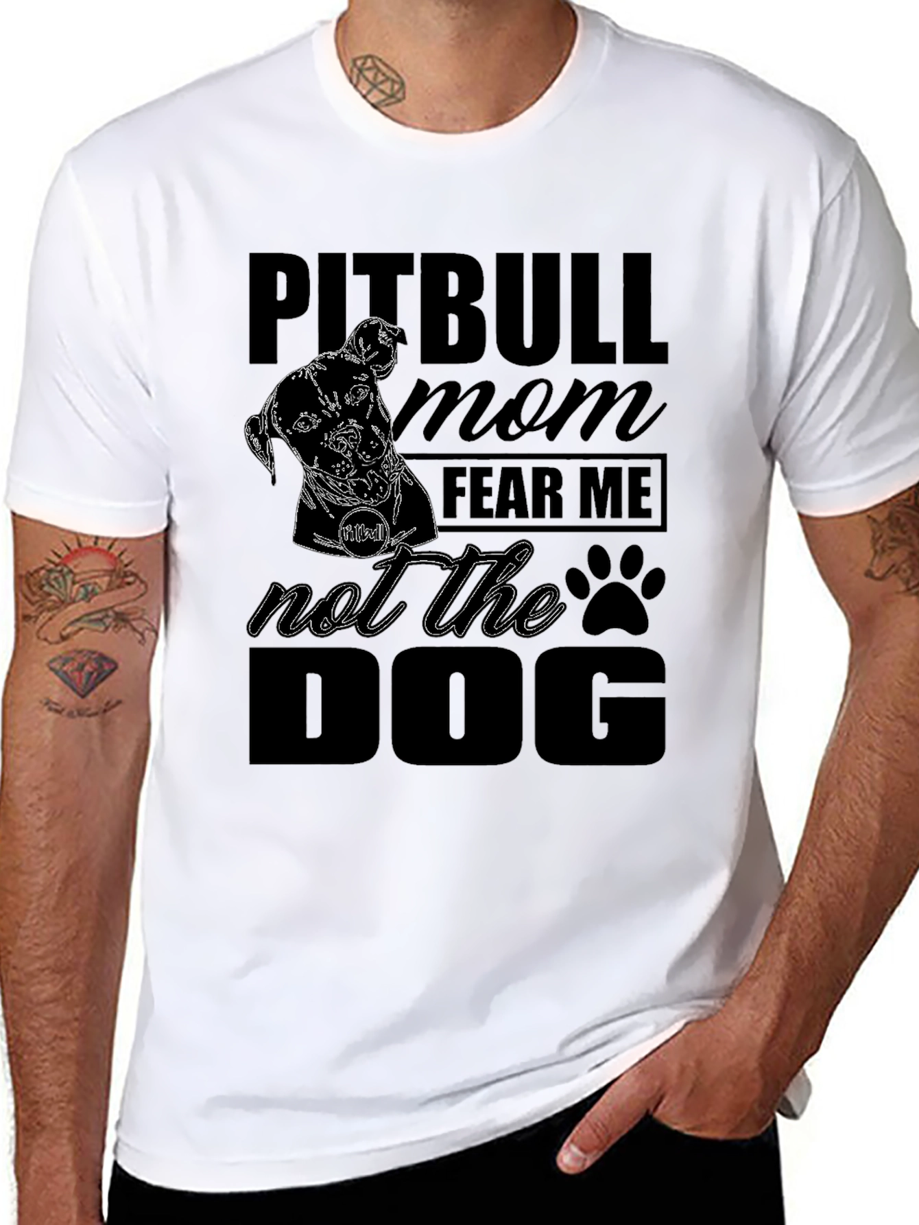 Pitbull Mom Graphic T-Shirt - Fear Me Not the Dog!
