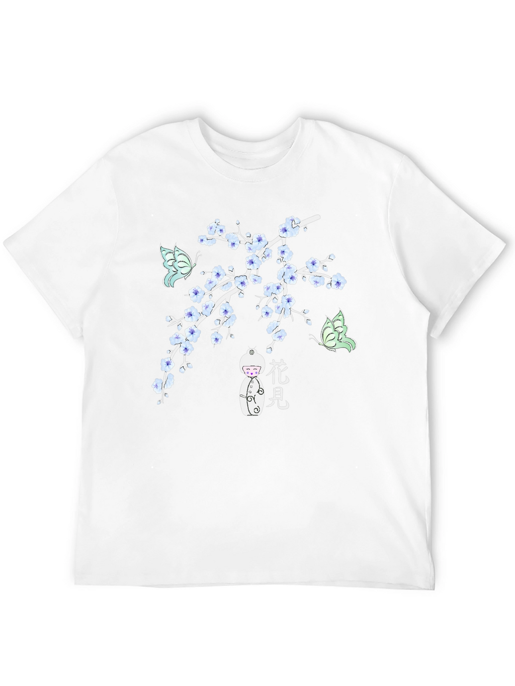 Black T-Shirt with Floral Japanese-Inspired Design