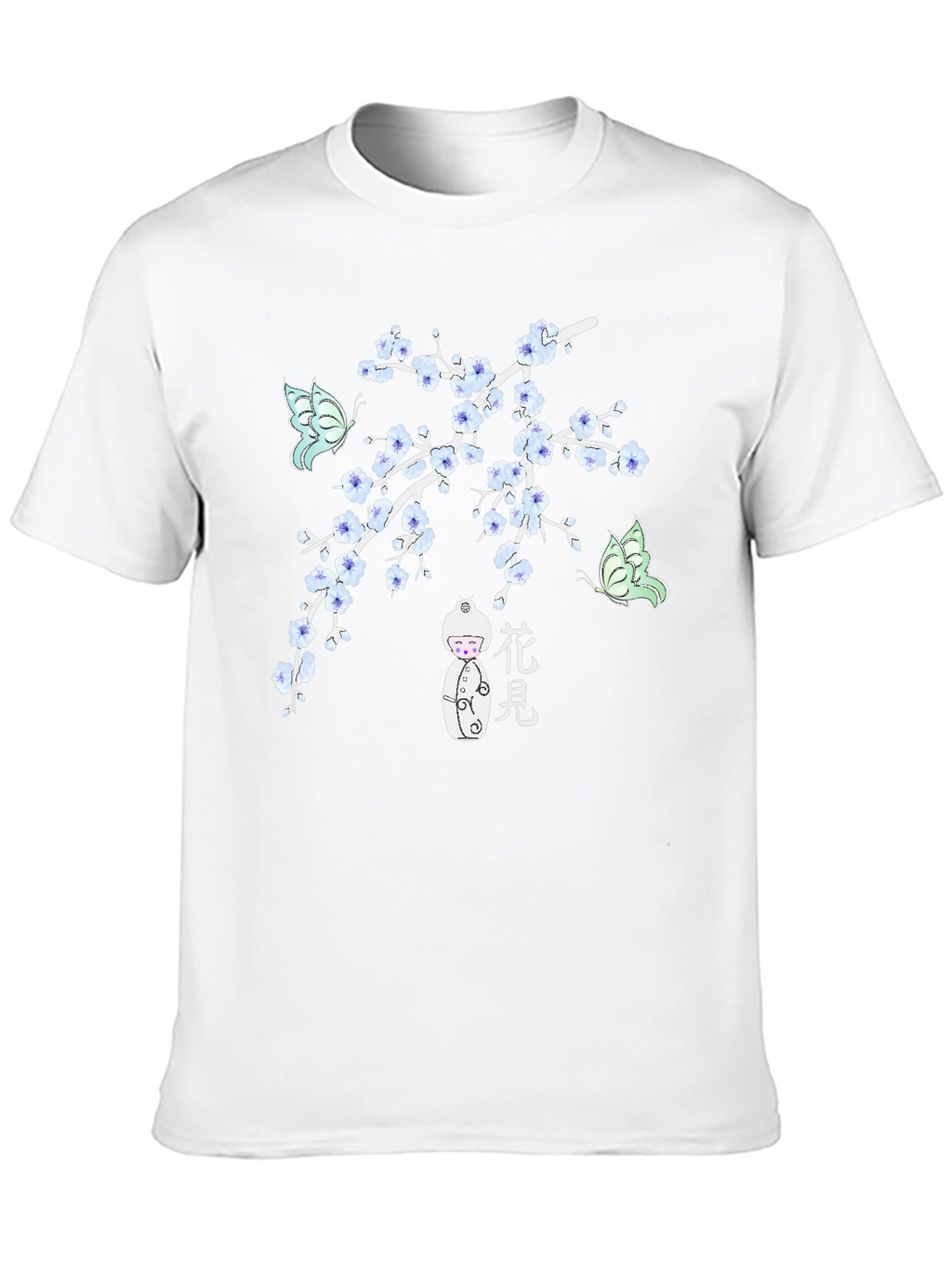 Black T-Shirt with Floral Japanese-Inspired Design