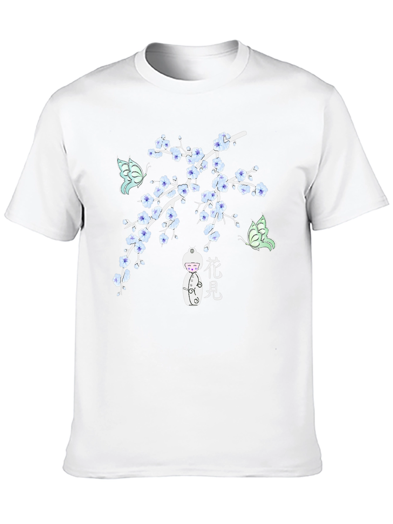 Black T-Shirt with Floral Japanese-Inspired Design