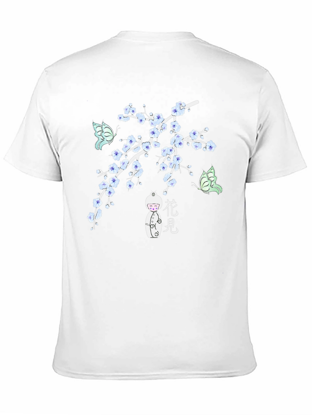 Black T-Shirt with Floral Japanese-Inspired Design