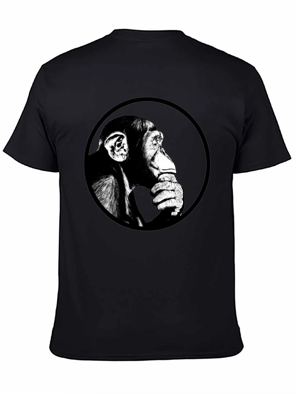 Chimpanzee Graphic Print Black T-Shirt