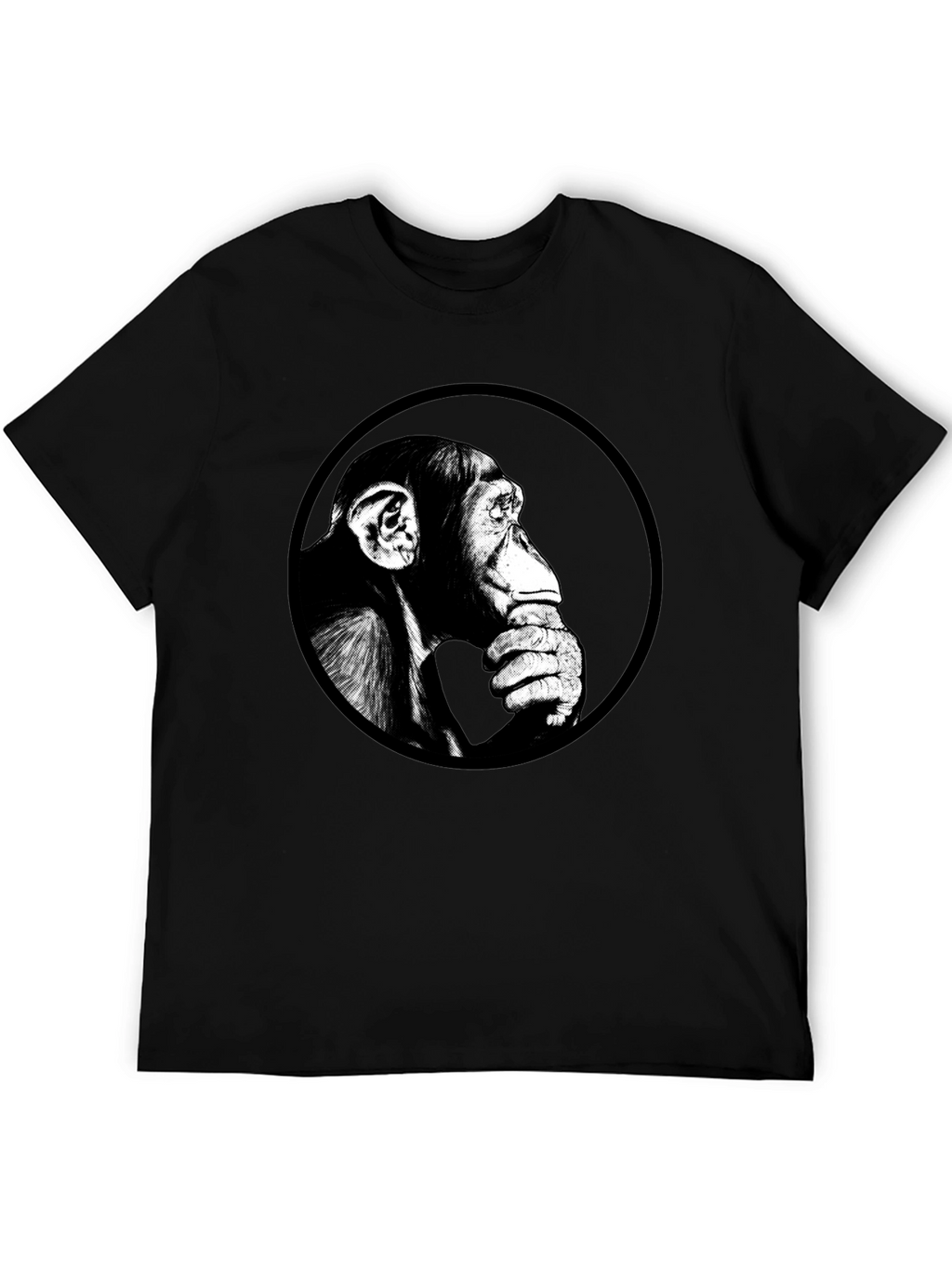 Chimpanzee Graphic Print Black T-Shirt
