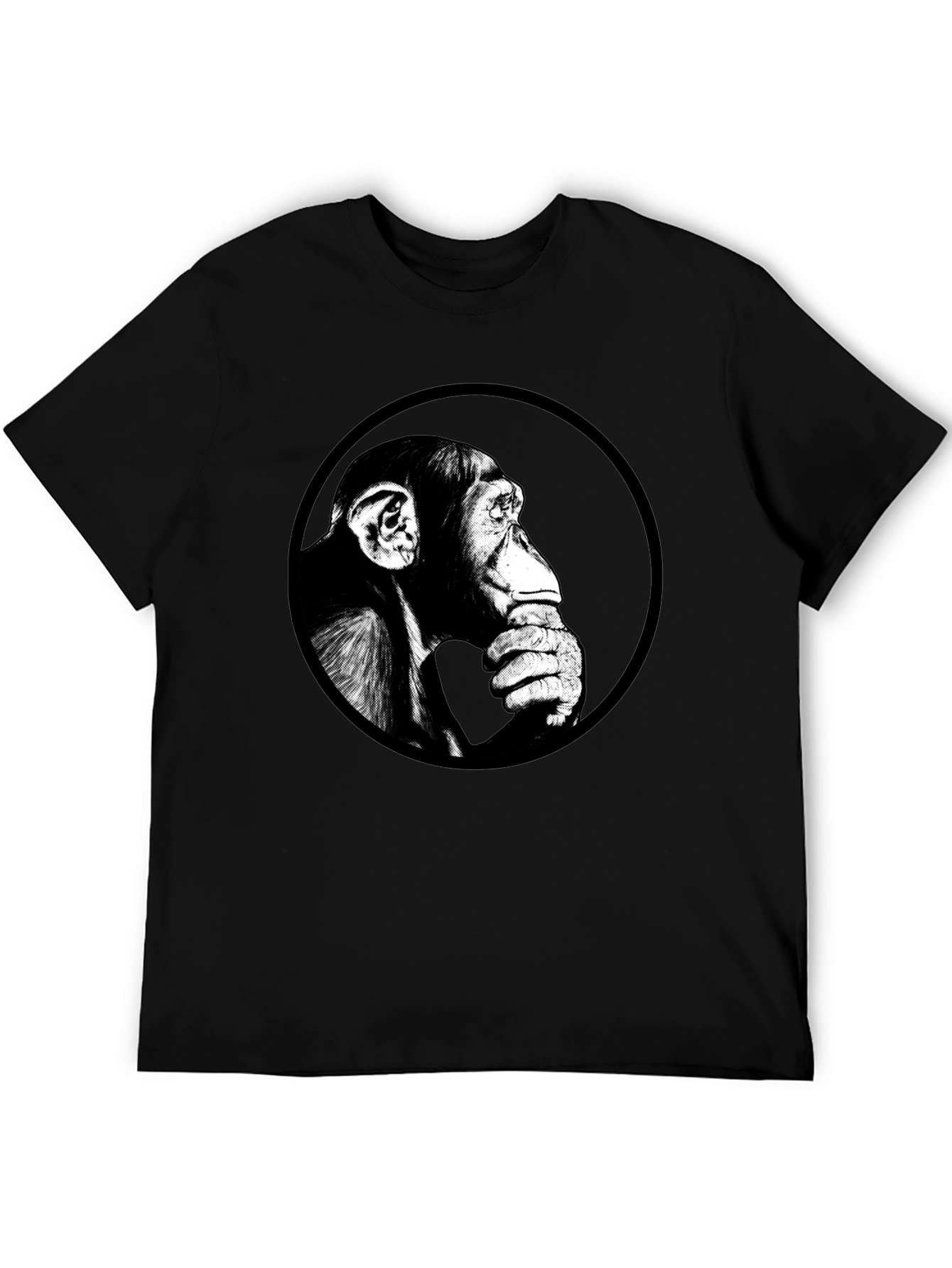 Chimpanzee Graphic Print Black T-Shirt