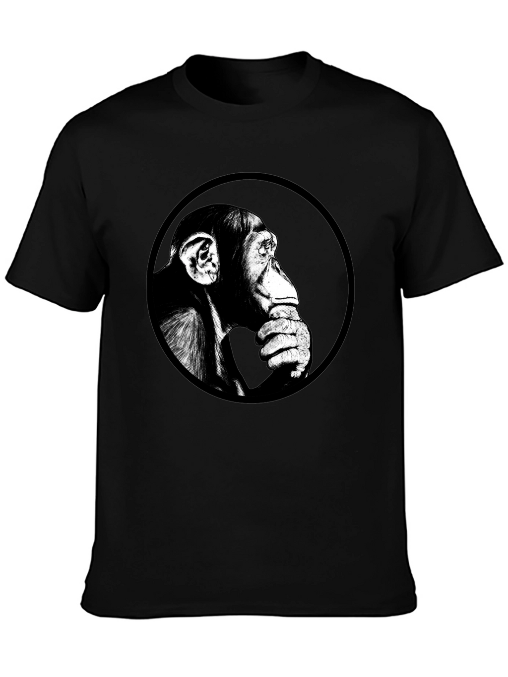 Chimpanzee Graphic Print Black T-Shirt