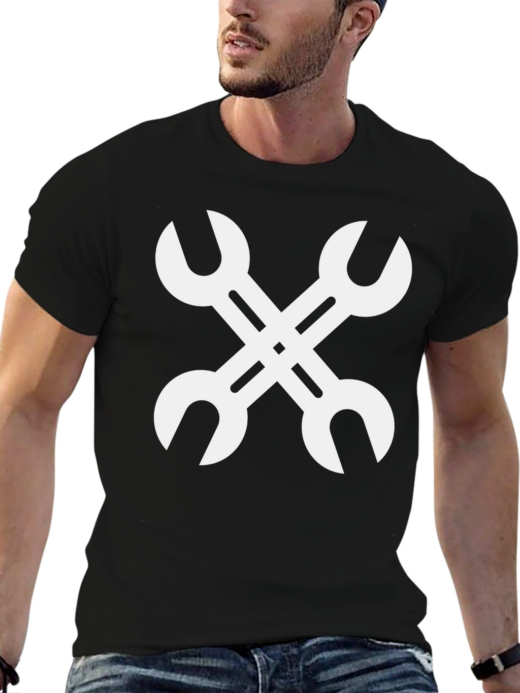 Wrench Cross Black Graphic Tee