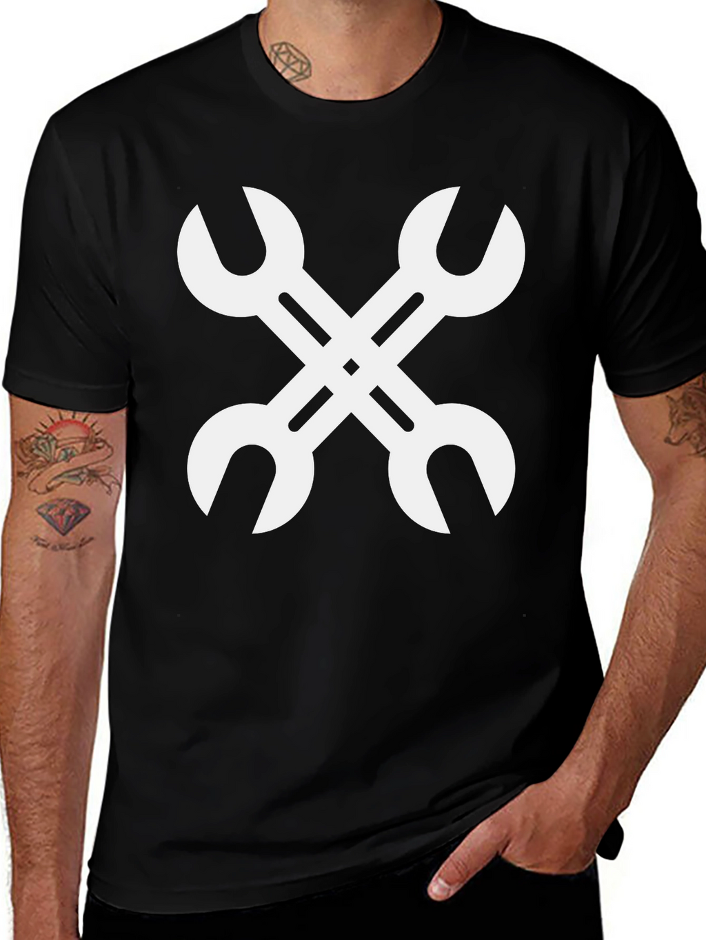 Wrench Cross Black Graphic Tee