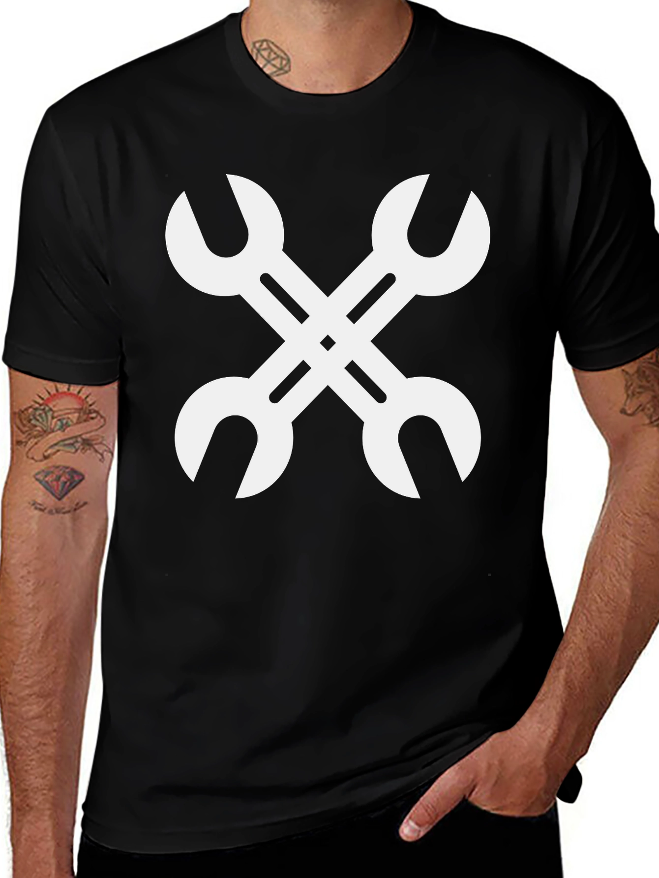 Wrench Cross Black Graphic Tee