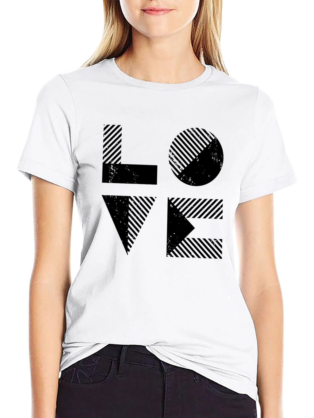 LOVE Graphic Tee - Striped Design