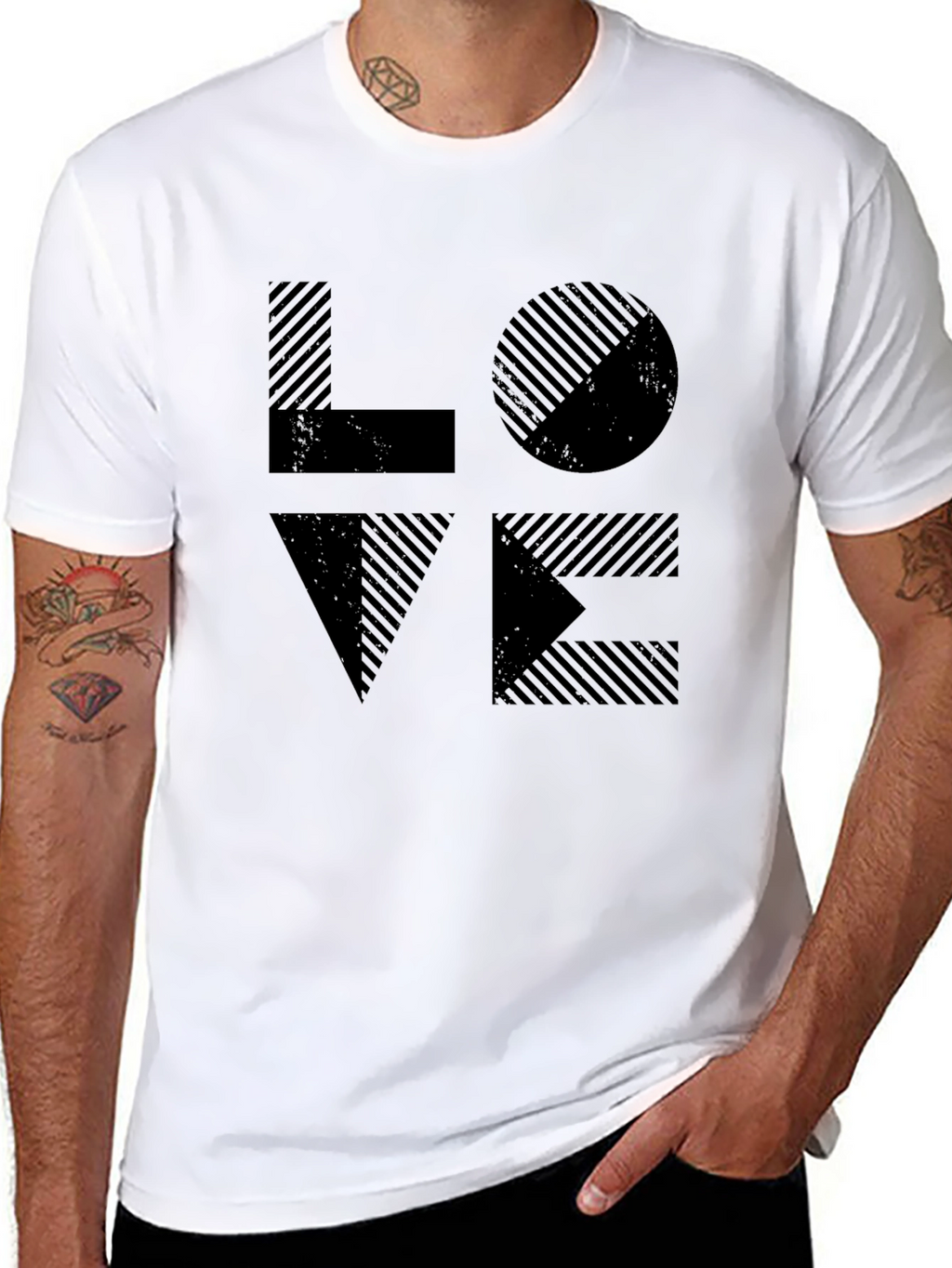 LOVE Graphic Tee - Striped Design