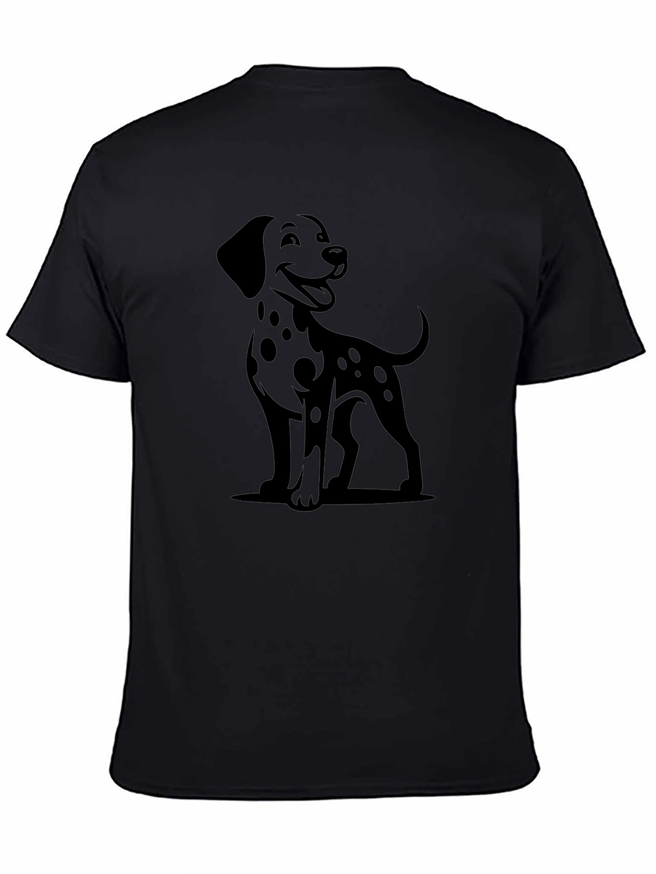 Dalmatian Dog Graphic Print Black Tee Shirt