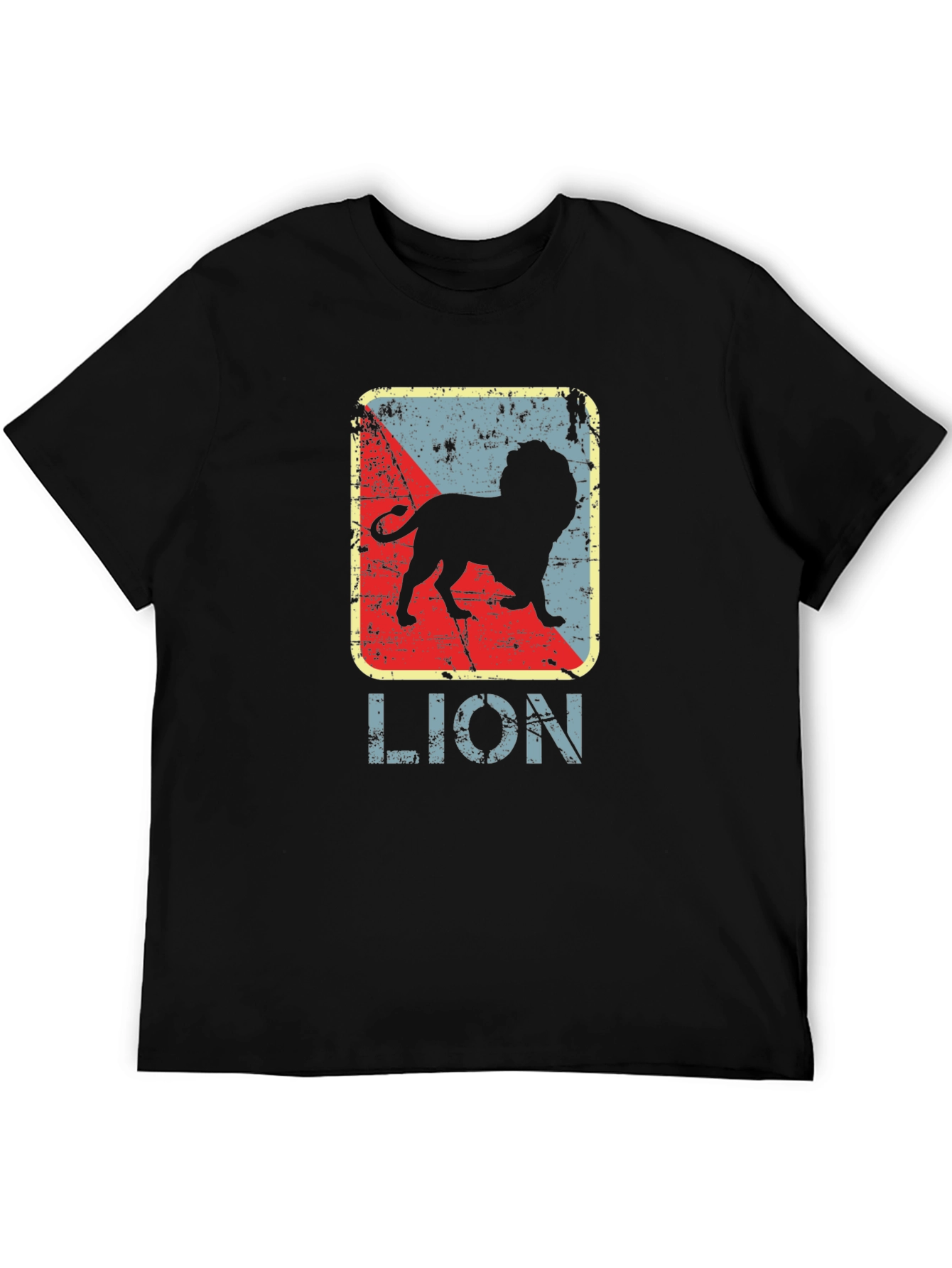 Retro Lion Graphic Tee - Vintage Style Black T-Shirt