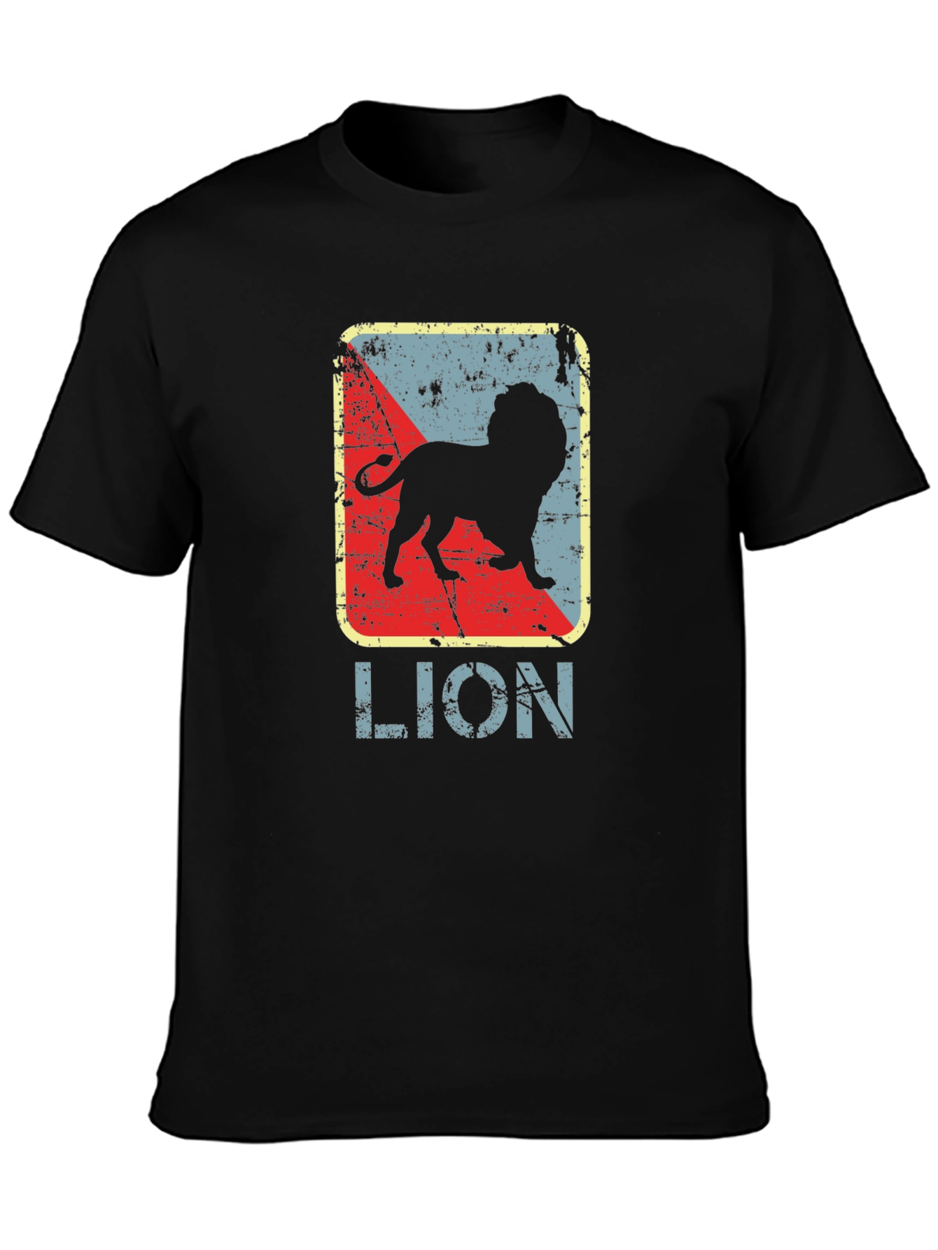 Retro Lion Graphic Tee - Vintage Style Black T-Shirt