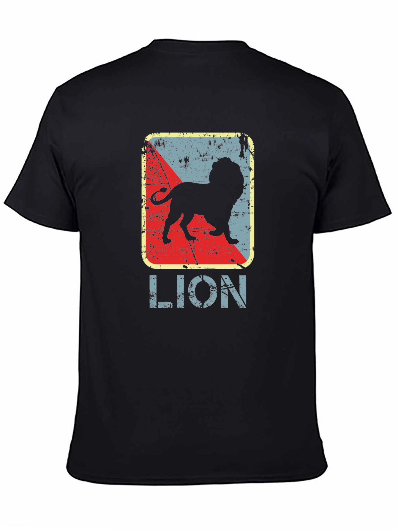Retro Lion Graphic Tee - Vintage Style Black T-Shirt