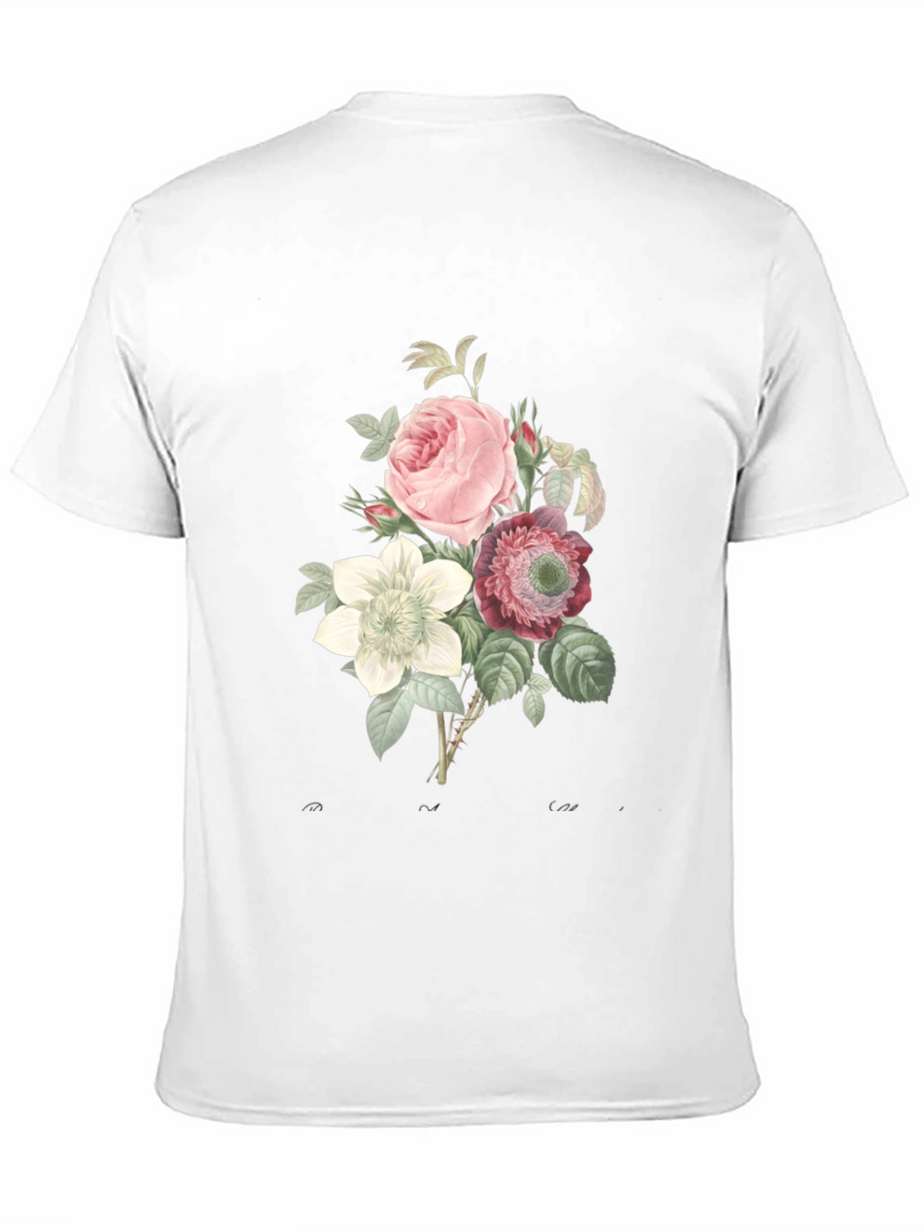 Floral Bouquet Graphic Tee - Soft Black Cotton