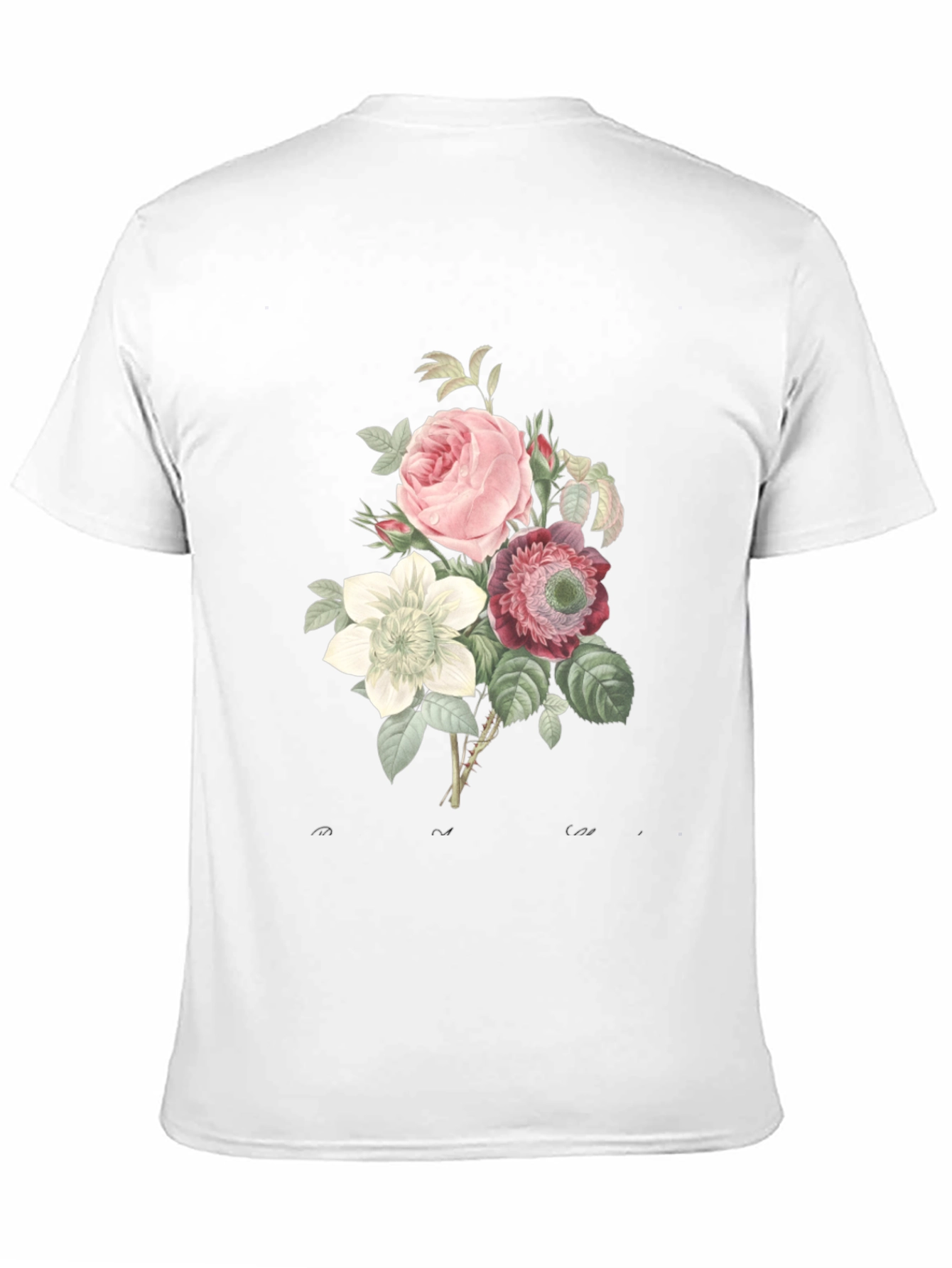 Floral Bouquet Graphic Tee - Soft Black Cotton