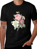 Floral Bouquet Graphic Tee - Soft Black Cotton