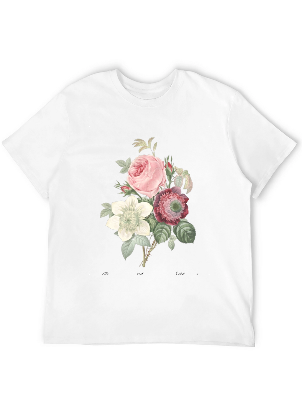 Floral Bouquet Graphic Tee - Soft Black Cotton