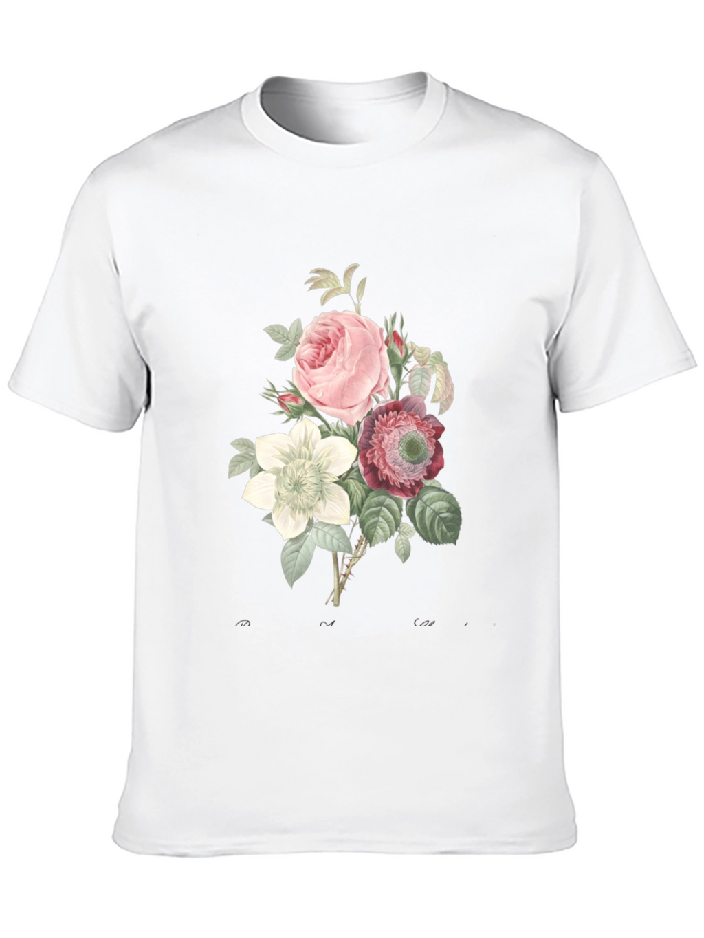 Floral Bouquet Graphic Tee - Soft Black Cotton