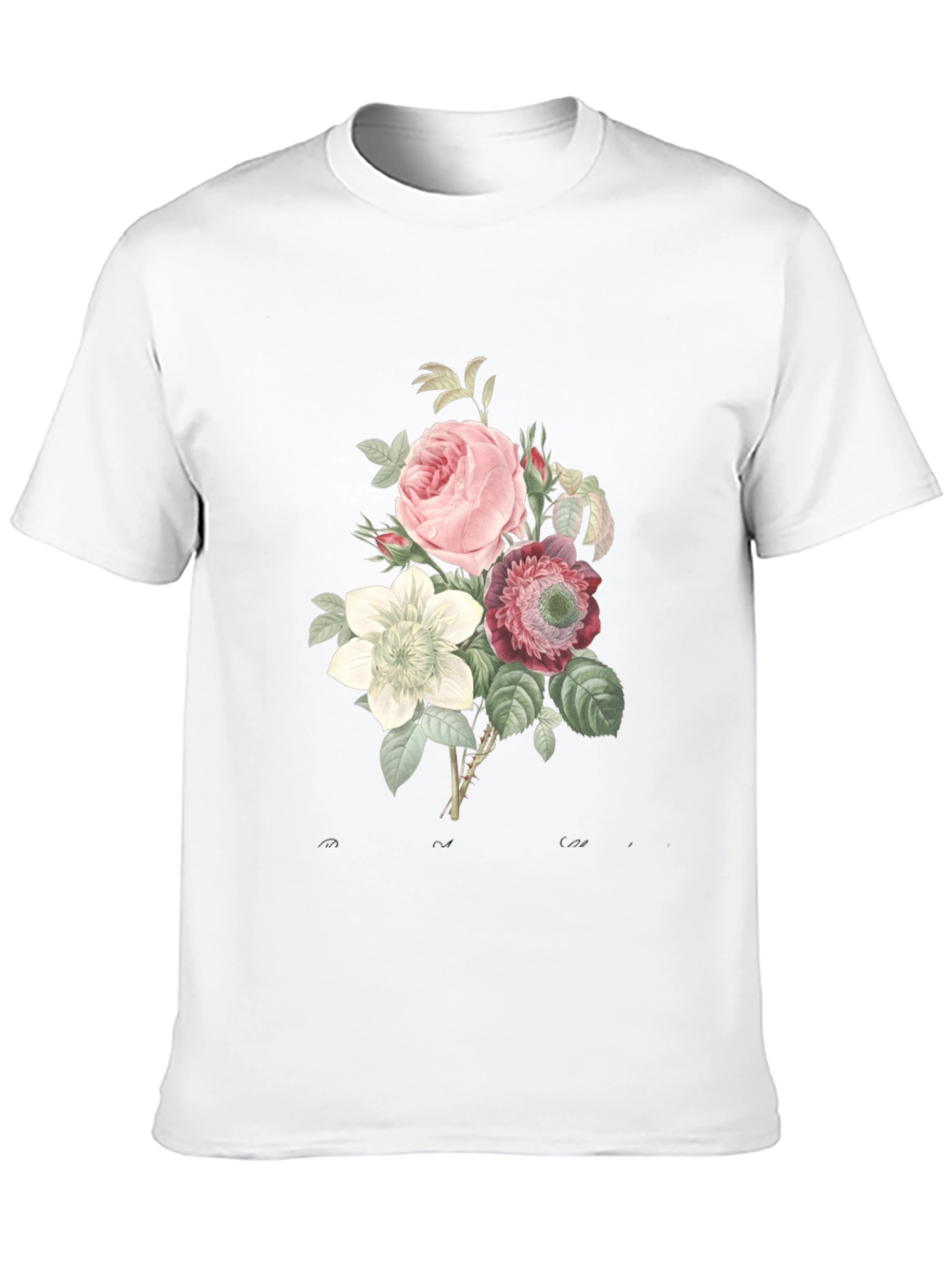 Floral Bouquet Graphic Tee - Soft Black Cotton