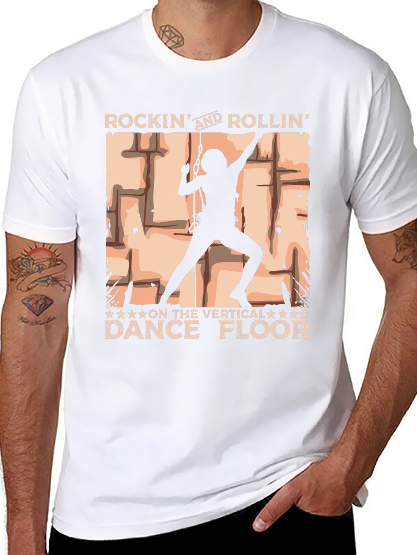 Rockin Rollin Vertical Dance Floor Black T-Shirt