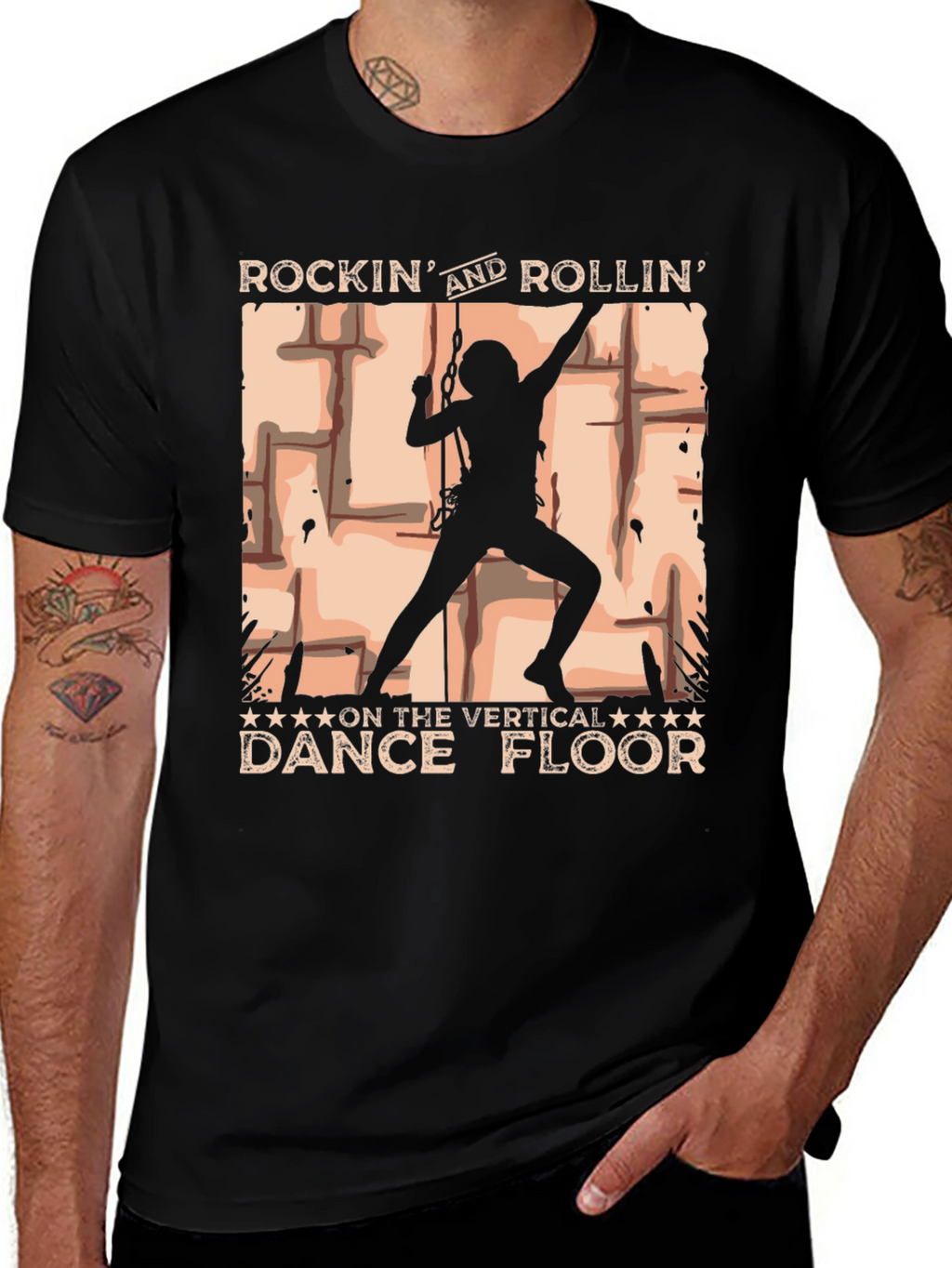 Rockin Rollin Vertical Dance Floor Black T-Shirt