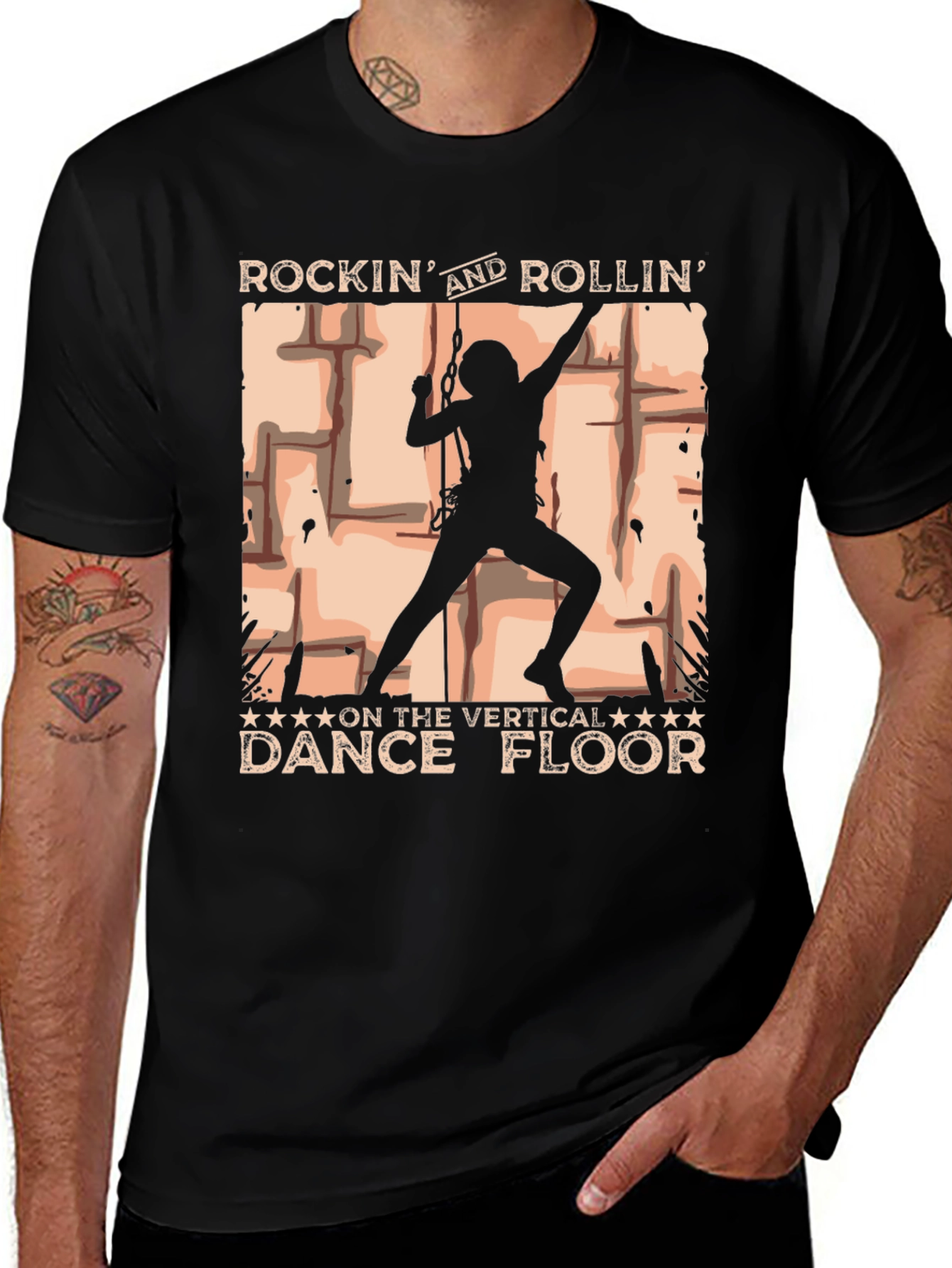Rockin Rollin Vertical Dance Floor Black T-Shirt