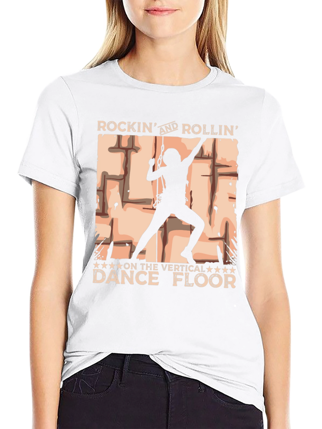 Rockin Rollin Vertical Dance Floor Black T-Shirt