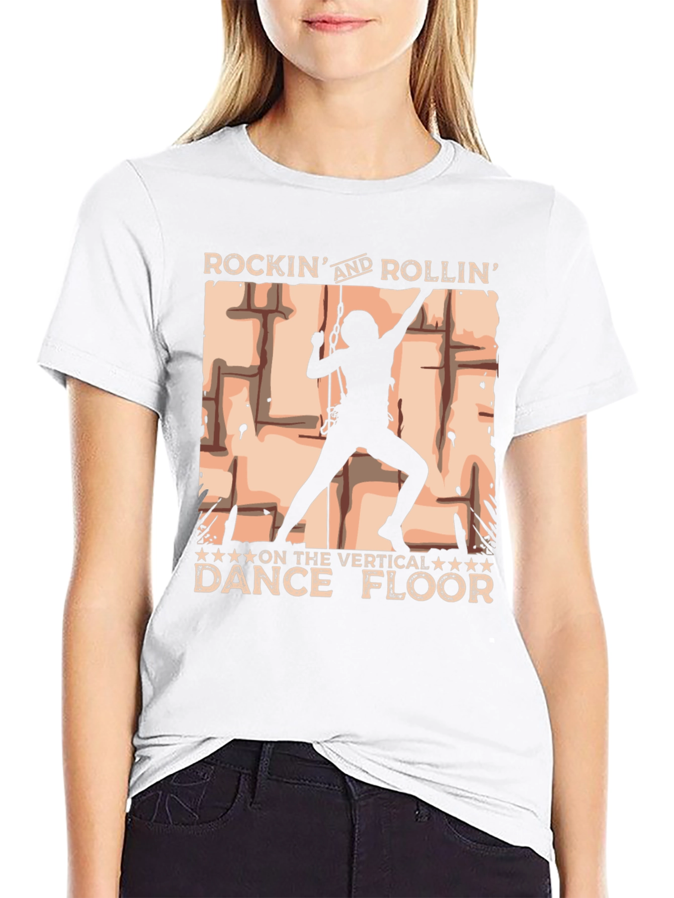 Rockin Rollin Vertical Dance Floor Black T-Shirt