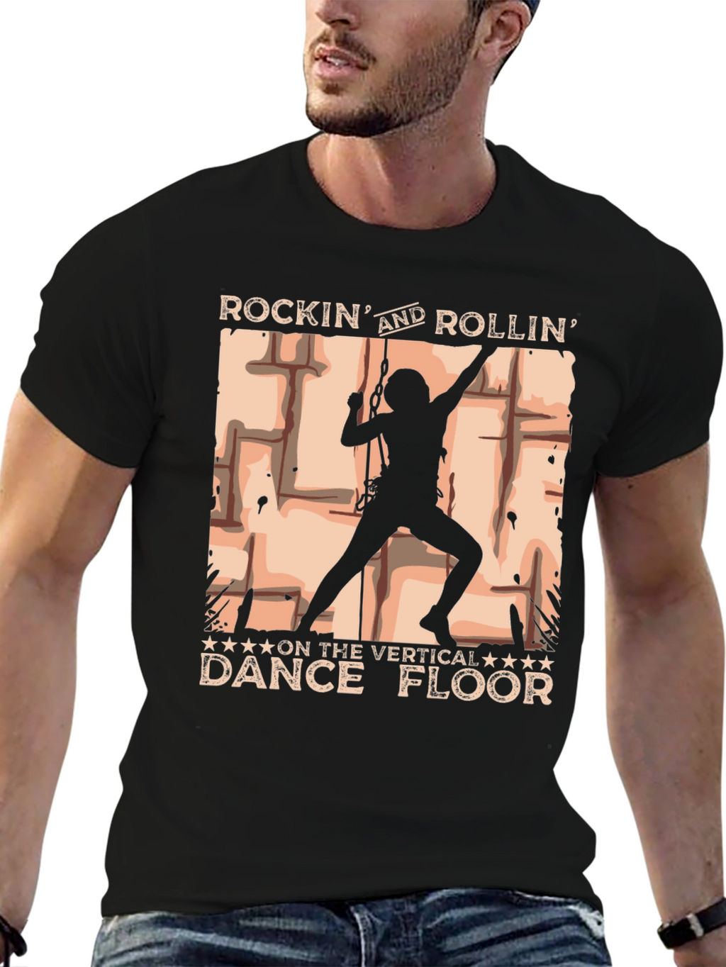 Rockin Rollin Vertical Dance Floor Black T-Shirt