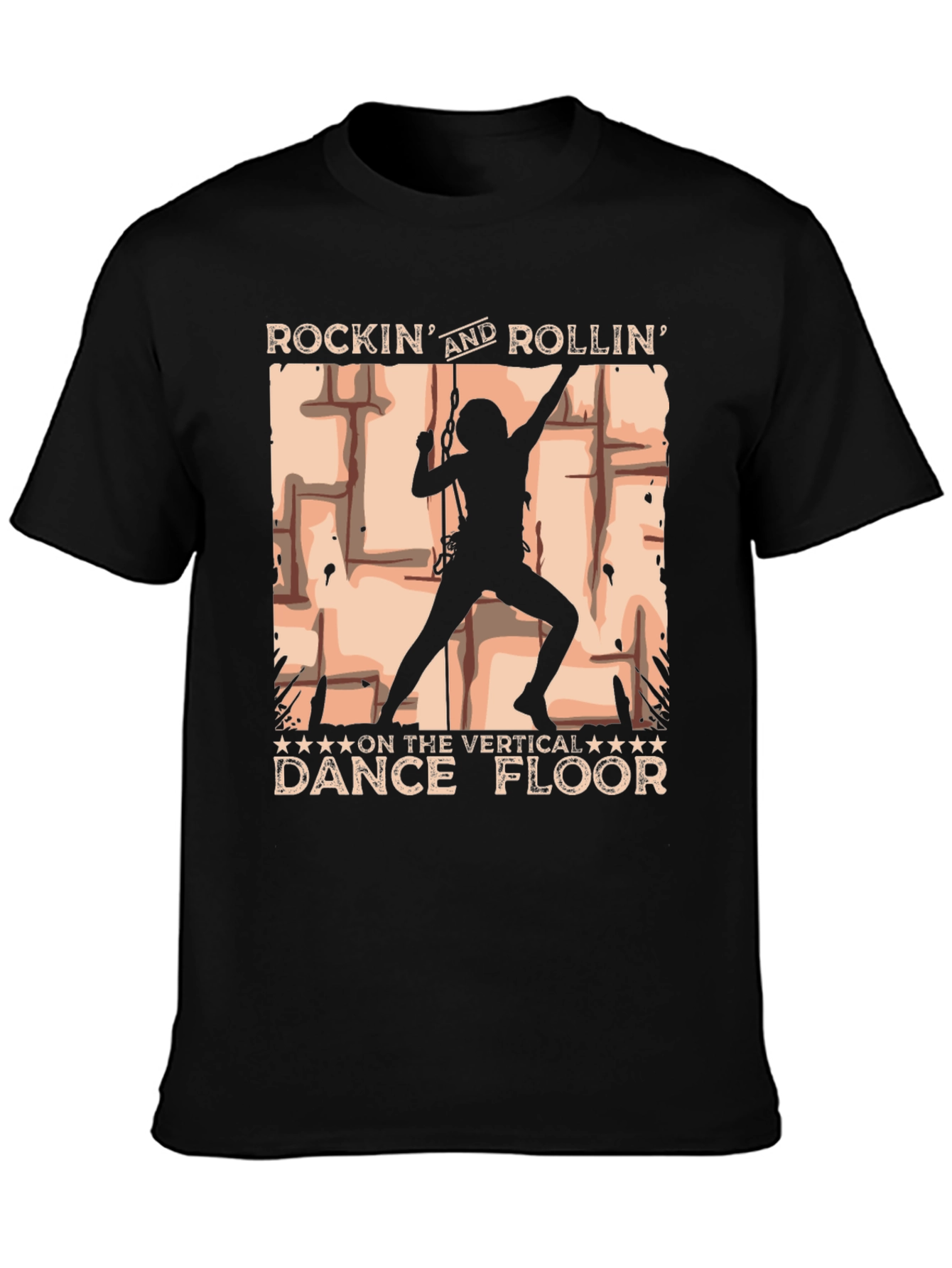 Rockin Rollin Vertical Dance Floor Black T-Shirt