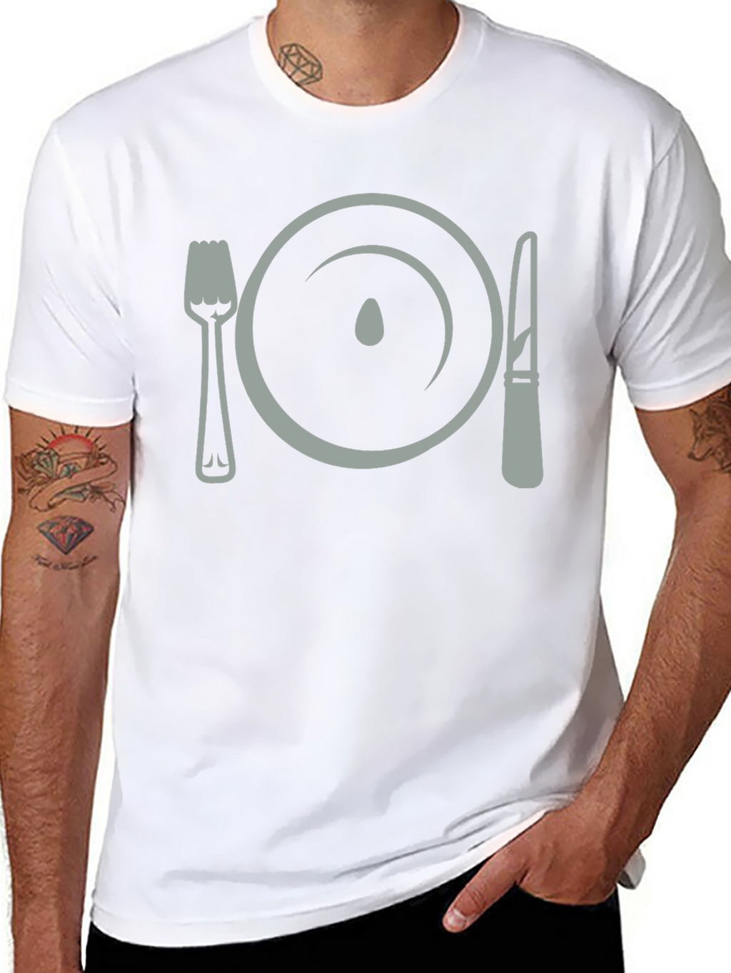Dinner Plate Fork Knife Funny Graphic T-Shirt