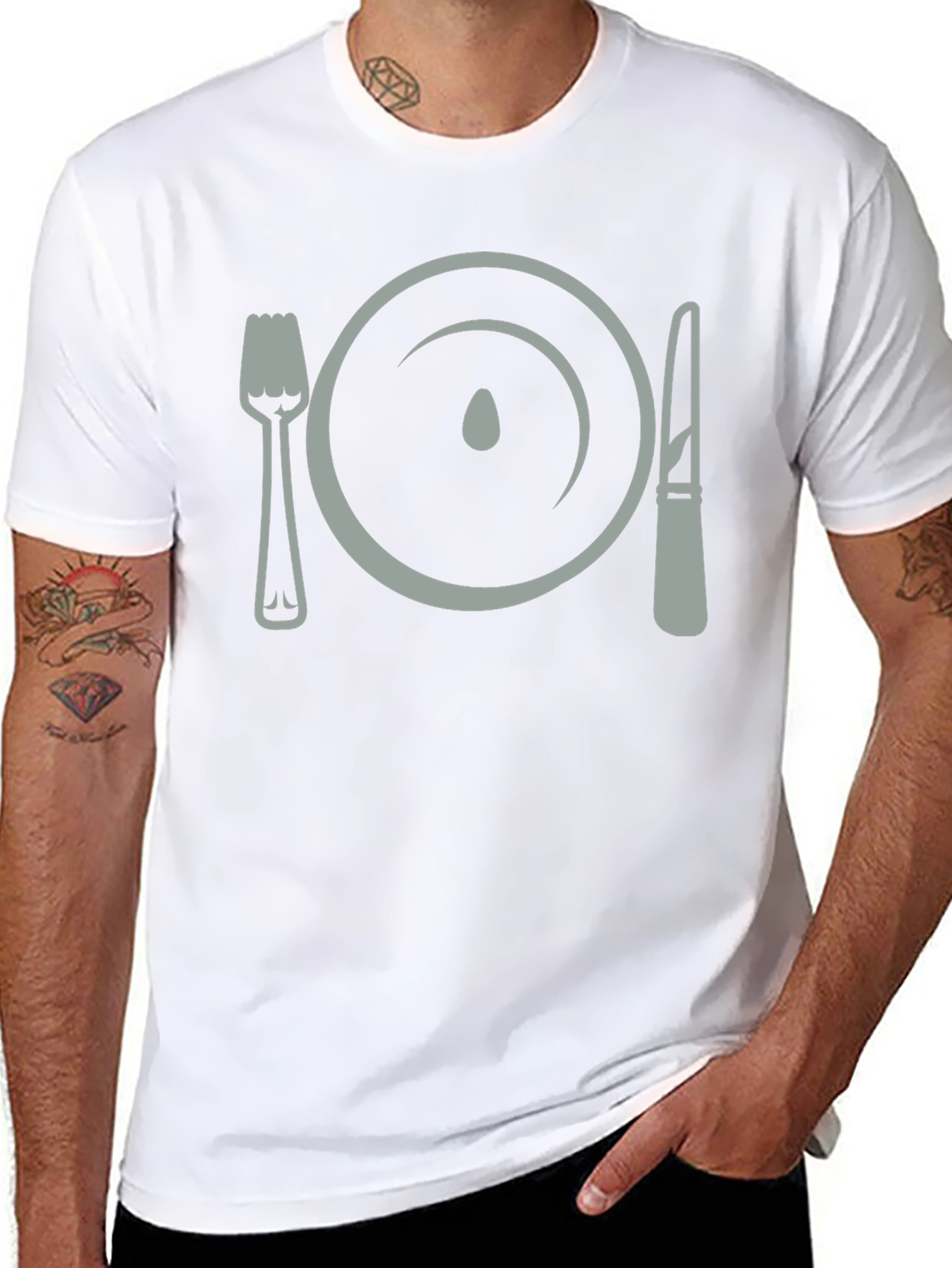 Dinner Plate Fork Knife Funny Graphic T-Shirt