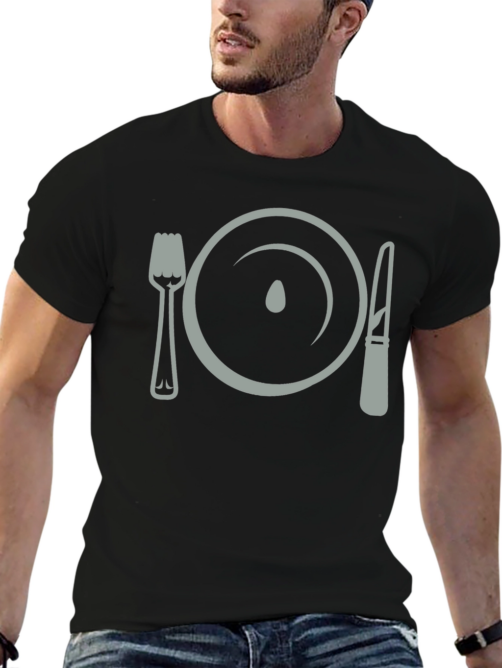 Dinner Plate Fork Knife Funny Graphic T-Shirt