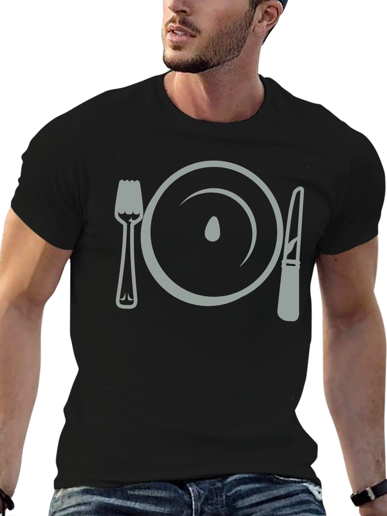 Dinner Plate Fork Knife Funny Graphic T-Shirt