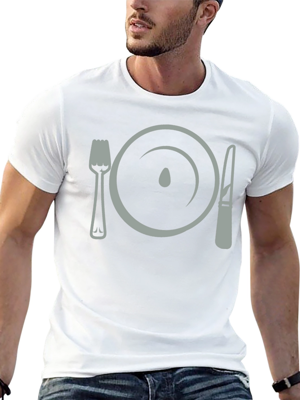 Dinner Plate Fork Knife Funny Graphic T-Shirt