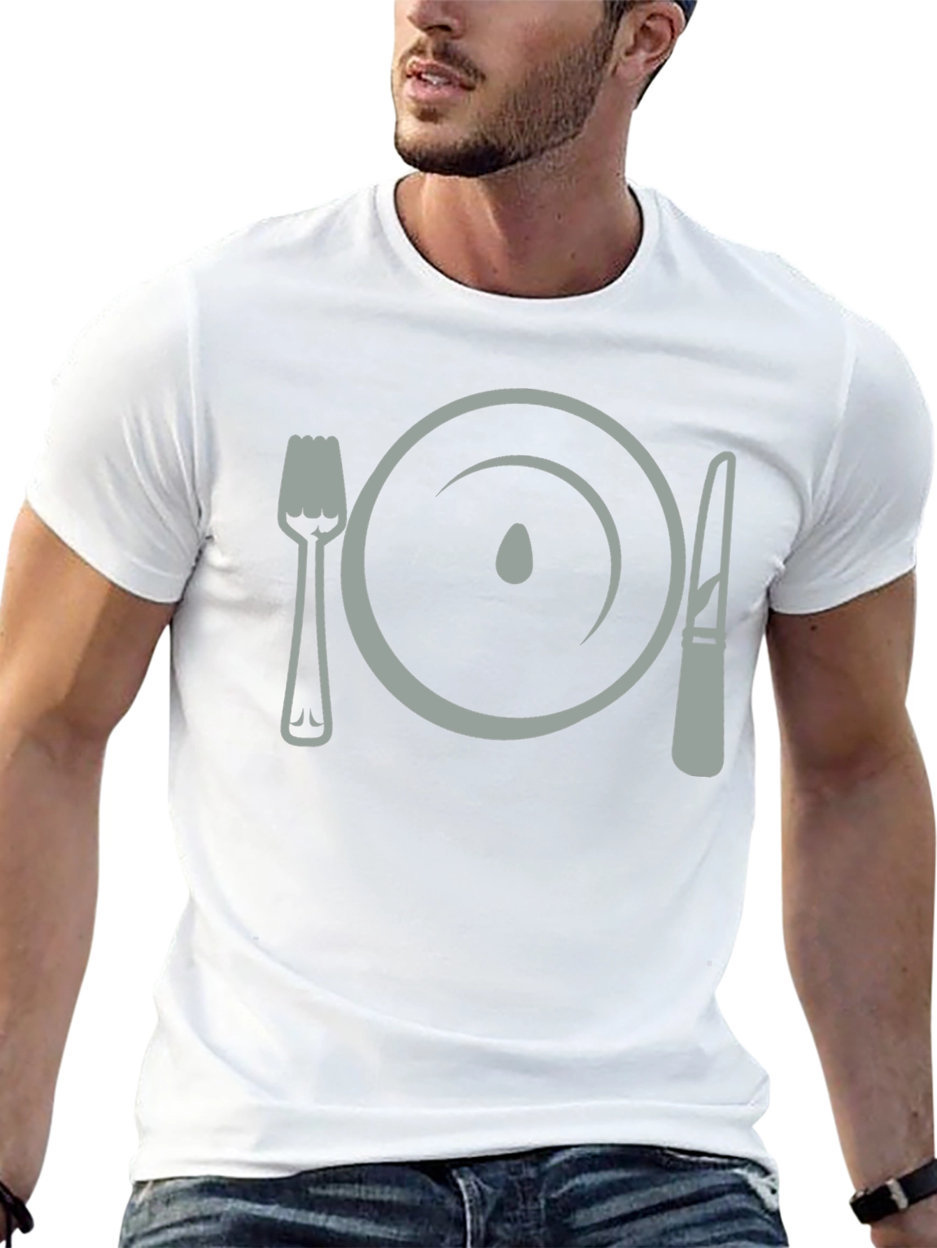 Dinner Plate Fork Knife Funny Graphic T-Shirt