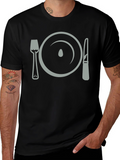 Dinner Plate Fork Knife Funny Graphic T-Shirt