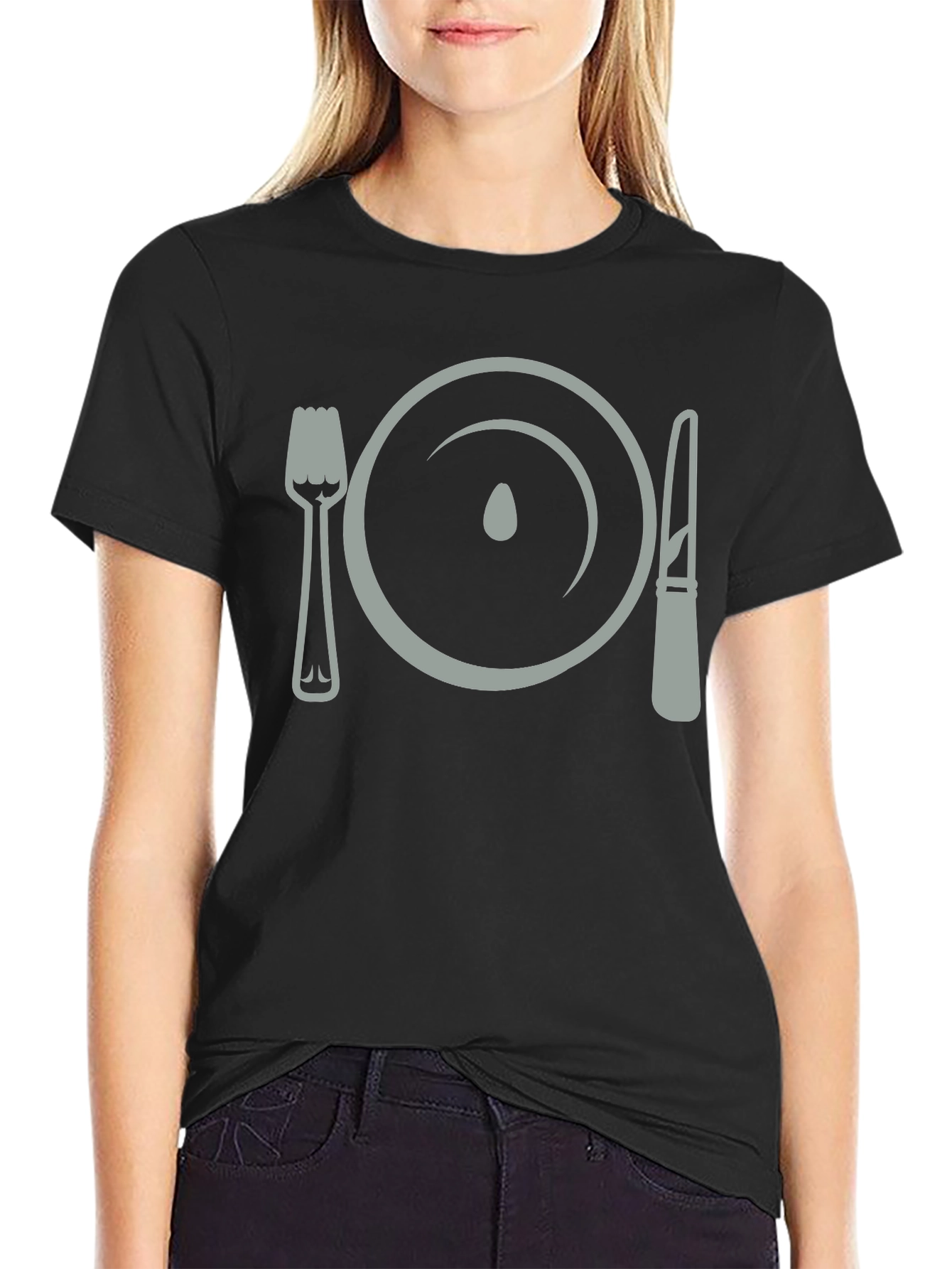 Dinner Plate Fork Knife Funny Graphic T-Shirt