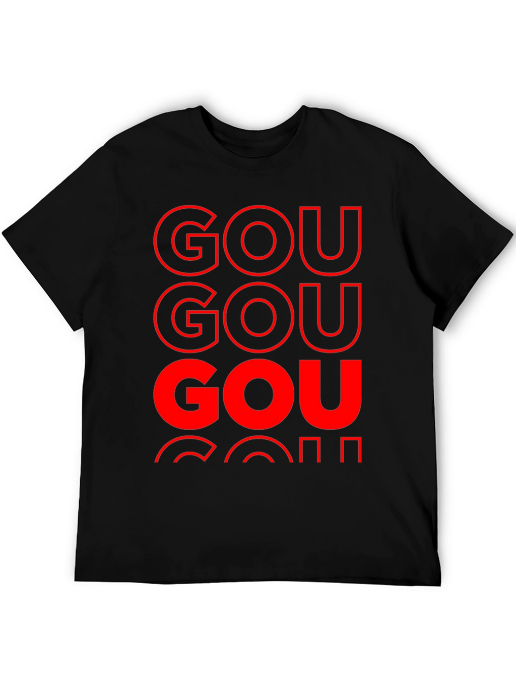 GOU T-Shirt Bold Red Print on Black