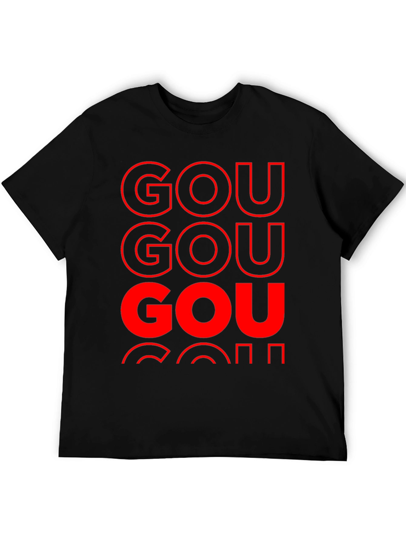 GOU T-Shirt Bold Red Print on Black